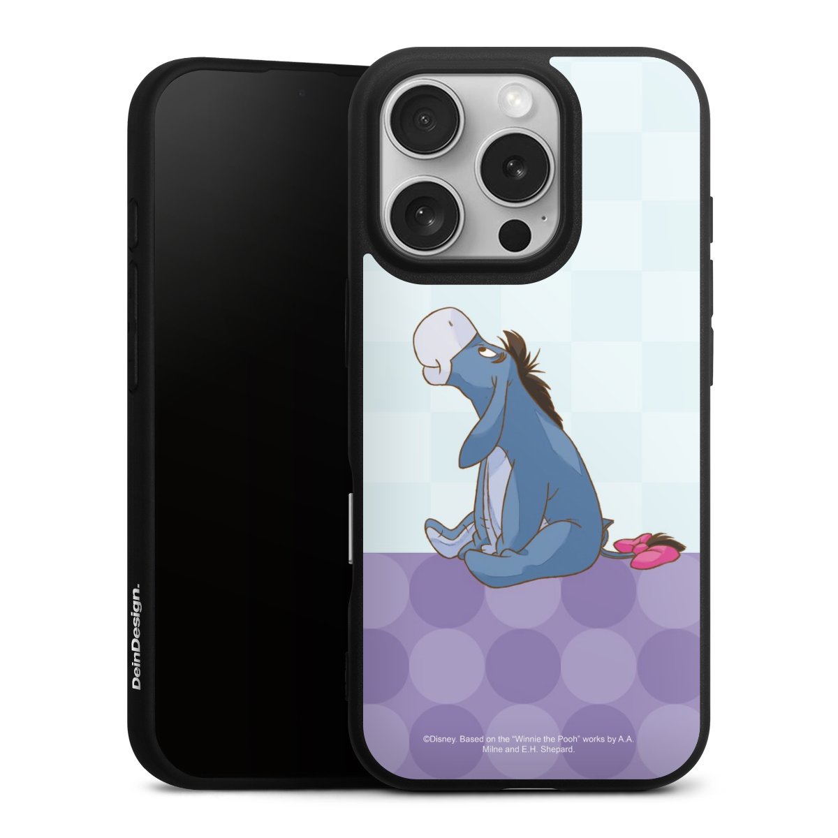 iPhone 16 Pro Handy Premium Silikon Hülle Handyhülle schwarz Case Disney Donkey Winnie The Pooh Silikon Premium Case