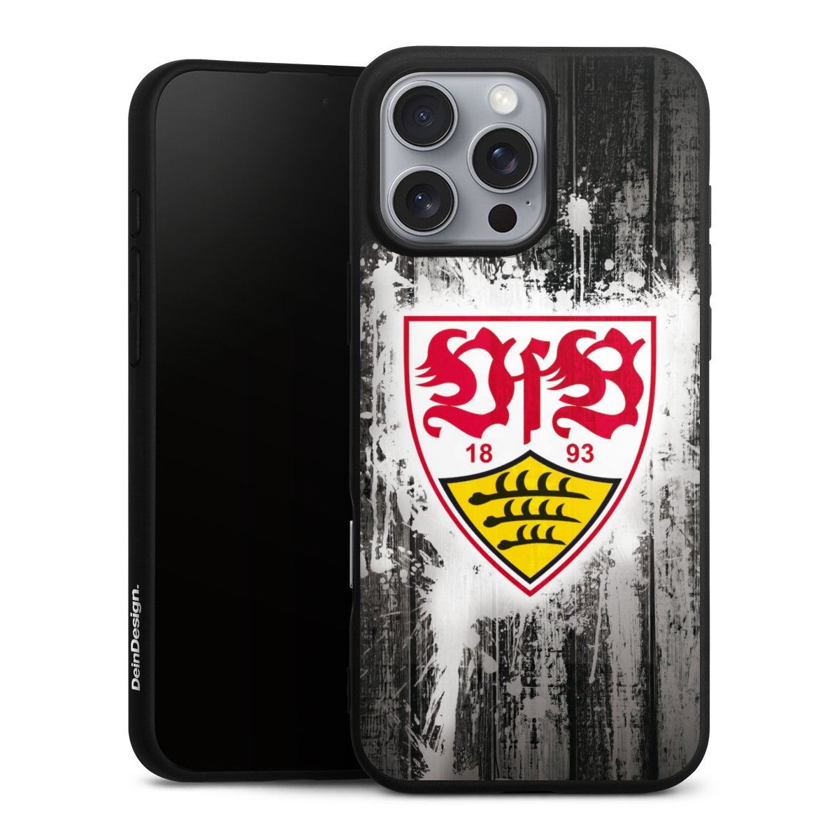 iPhone 16 Pro Max Handy Premium Silikon Hülle Handyhülle schwarz Case Vfb Stuttgart Official Licensed Product Silikon Premium Case