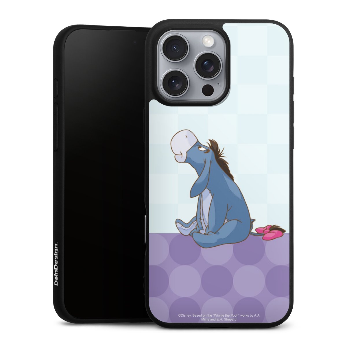 iPhone 16 Pro Max Handy Premium Silikon Hülle Handyhülle schwarz Case Disney Donkey Winnie The Pooh Silikon Premium Case