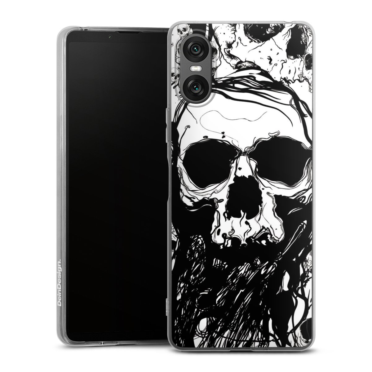 Sony Xperia 10 VI Handy Silikon Hülle Case transparent Handyhülle Totenkopf Halloween Silikon Case