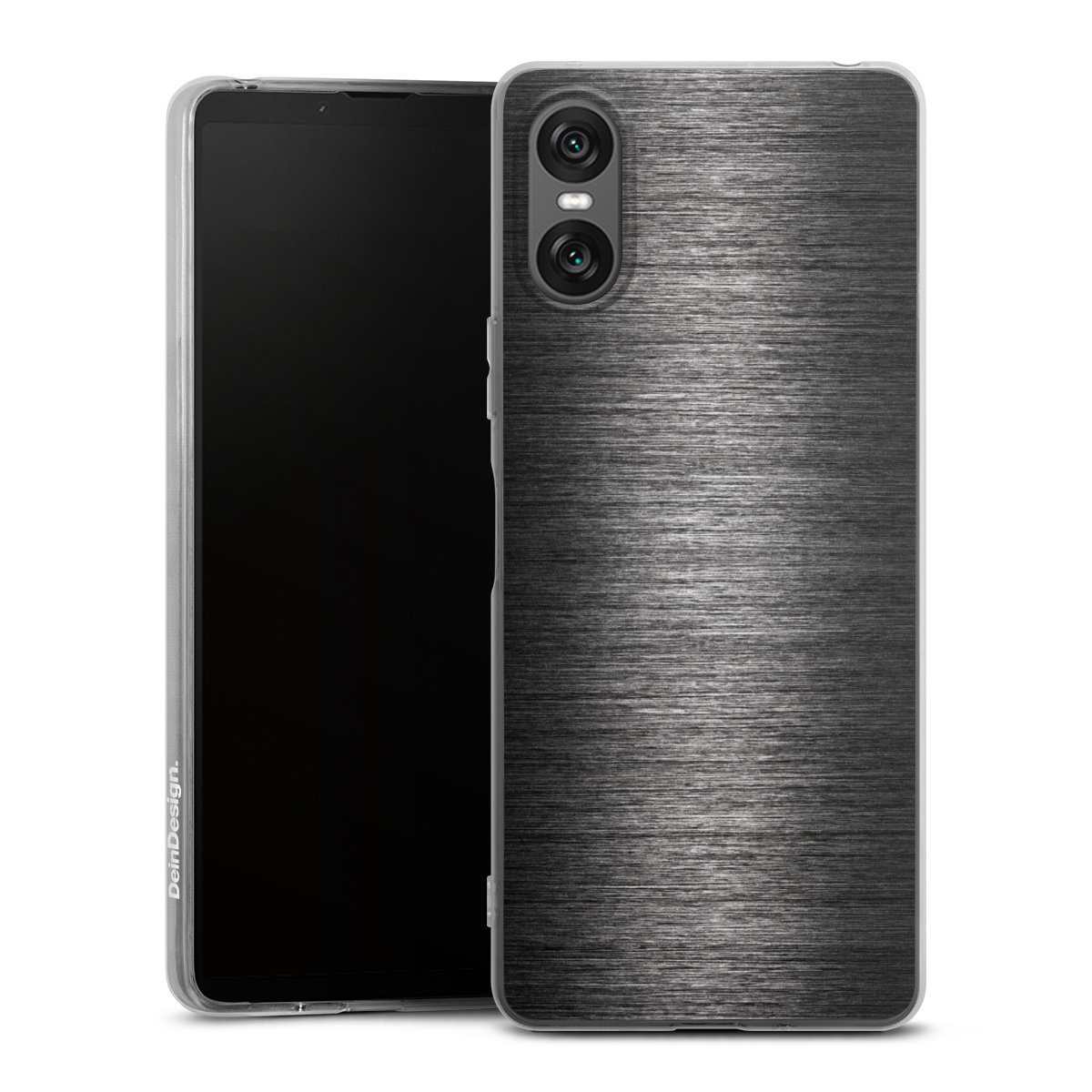 Sony Xperia 10 VI Handy Silikon Hülle Case transparent Handyhülle Metallic Look Anthracite Metal Silikon Case