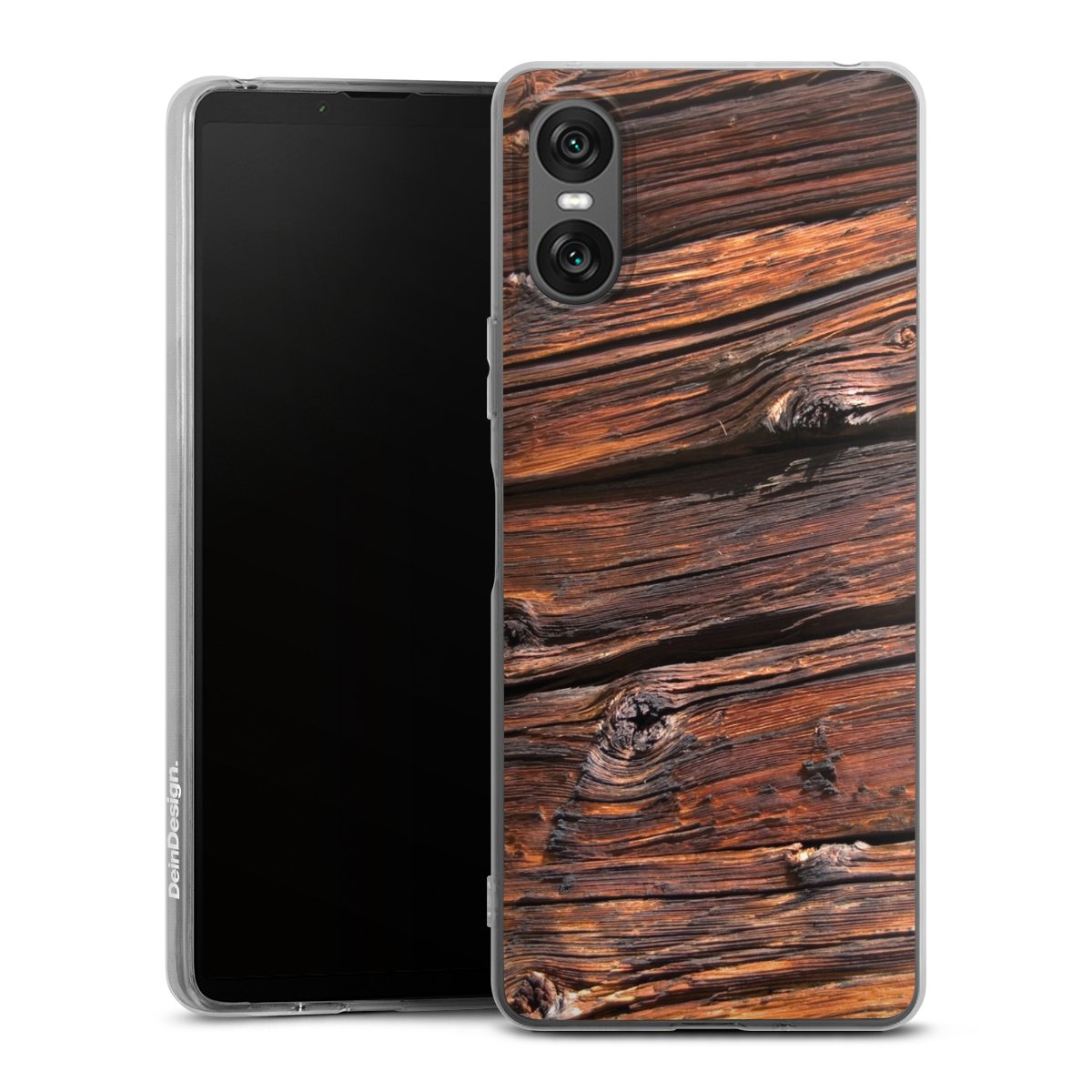 Sony Xperia 10 VI Handy Silikon Hülle Case transparent Handyhülle Beams Wooden Look Wood Silikon Case