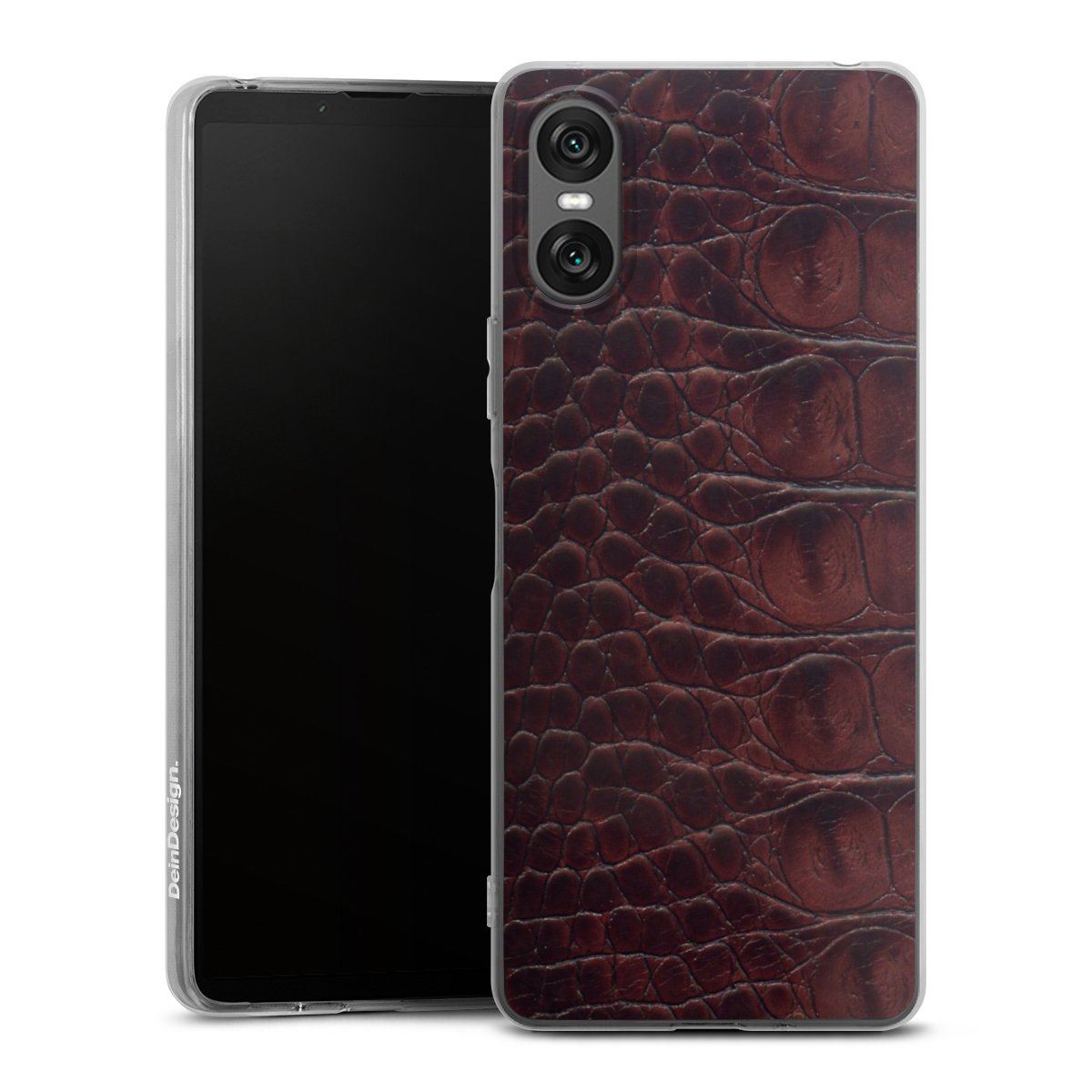 Sony Xperia 10 VI Handy Silikon Hülle Case transparent Handyhülle Crocodile Animal Print Leather Silikon Case