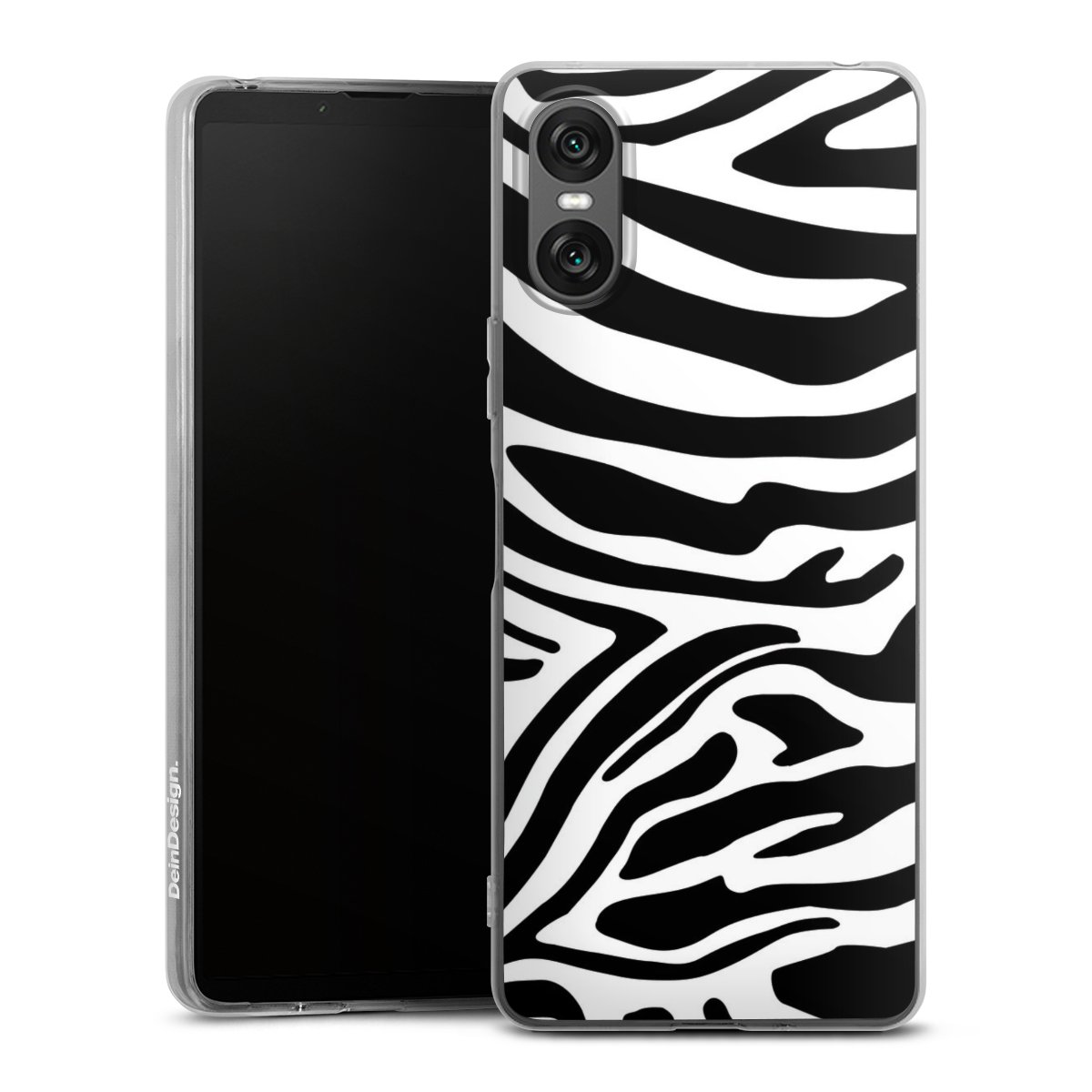 Sony Xperia 10 VI Handy Silikon Hülle Case transparent Handyhülle Zebra Animal Look Animal Print Silikon Case