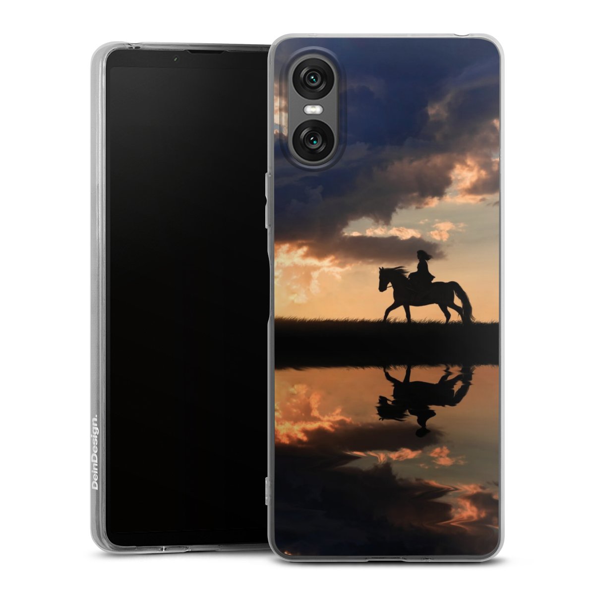 Sony Xperia 10 VI Handy Silikon Hülle Case transparent Handyhülle Horse Sunset Horseback Riding Silikon Case