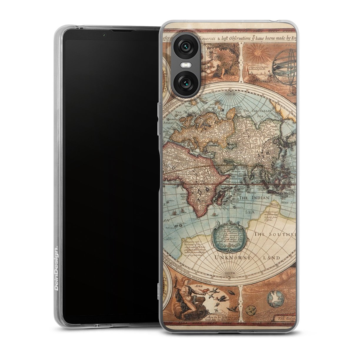 Sony Xperia 10 VI Handy Silikon Hülle Case transparent Handyhülle World Map Vintage Map Silikon Case