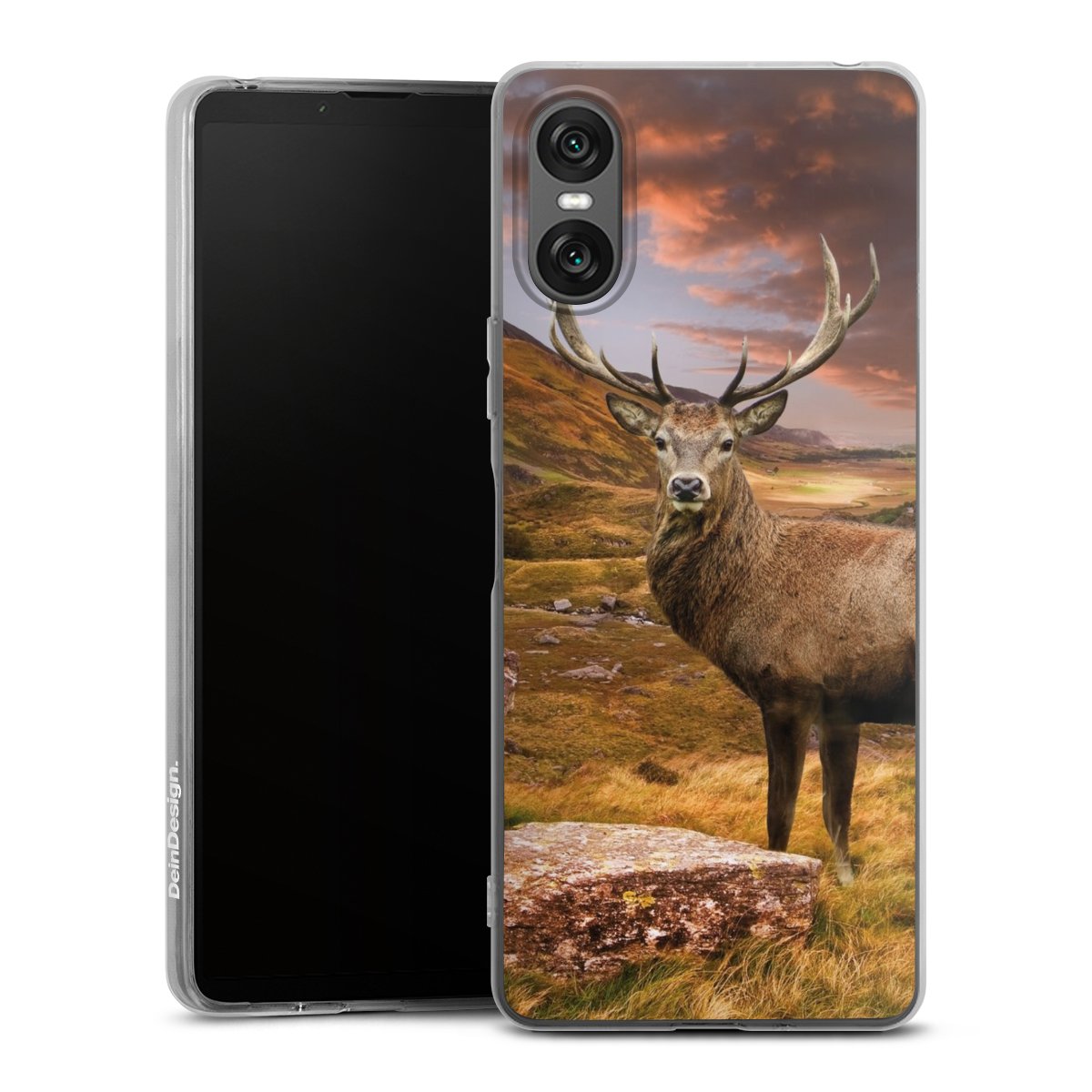 Sony Xperia 10 VI Handy Silikon Hülle Case transparent Handyhülle Meadow Mountain Deer Silikon Case