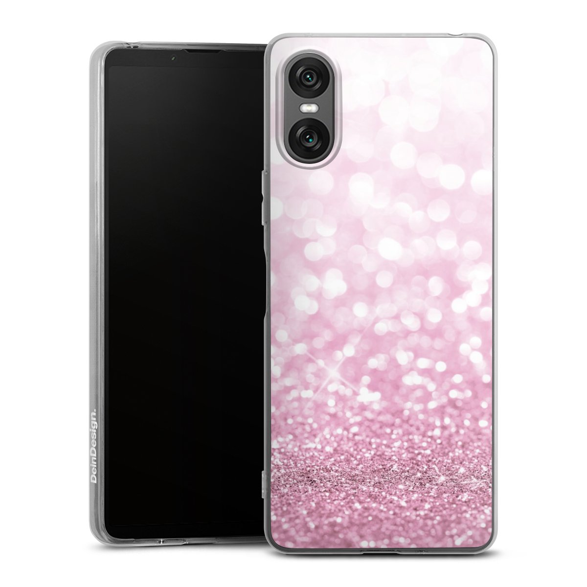 Sony Xperia 10 VI Handy Silikon Hülle Case transparent Handyhülle Glitzer Pink Shine Silikon Case