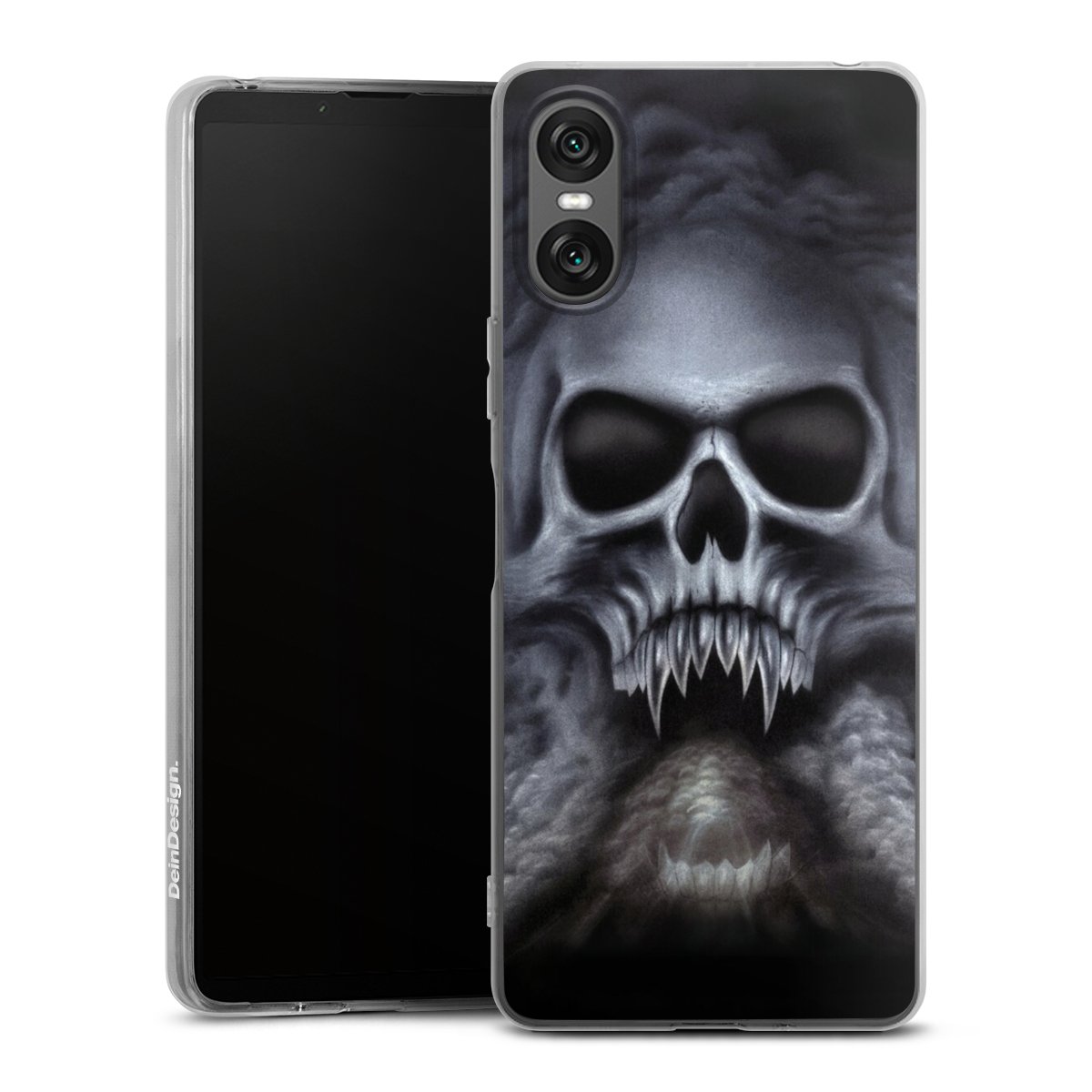 Sony Xperia 10 VI Handy Silikon Hülle Case transparent Handyhülle Totenkopf Skull Silikon Case