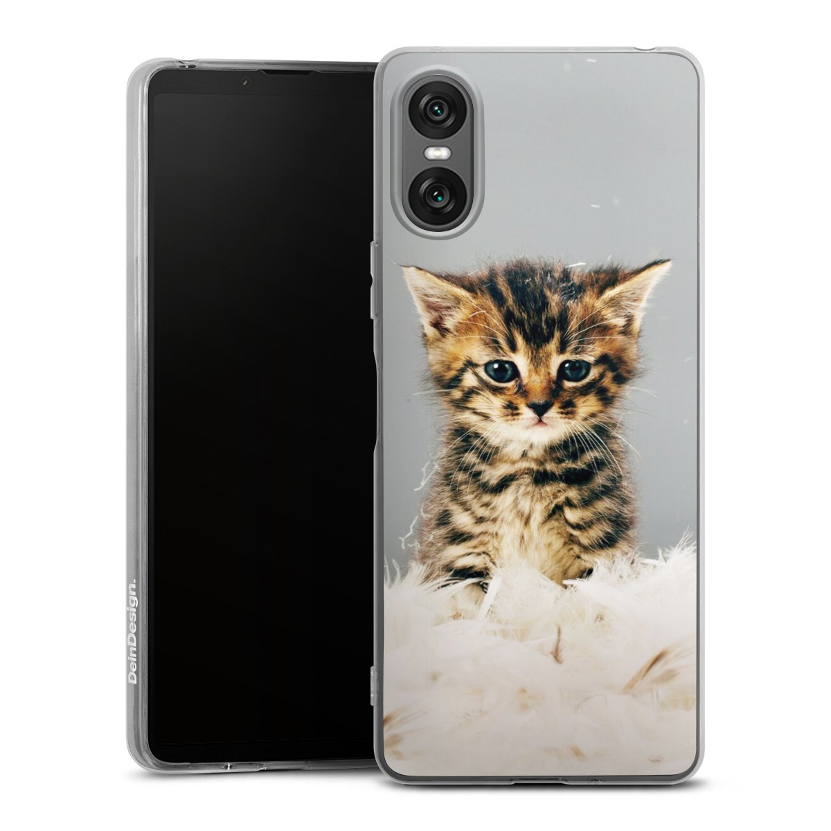 Sony Xperia 10 VI Handy Silikon Hülle Case transparent Handyhülle Cat Feather Pet Silikon Case