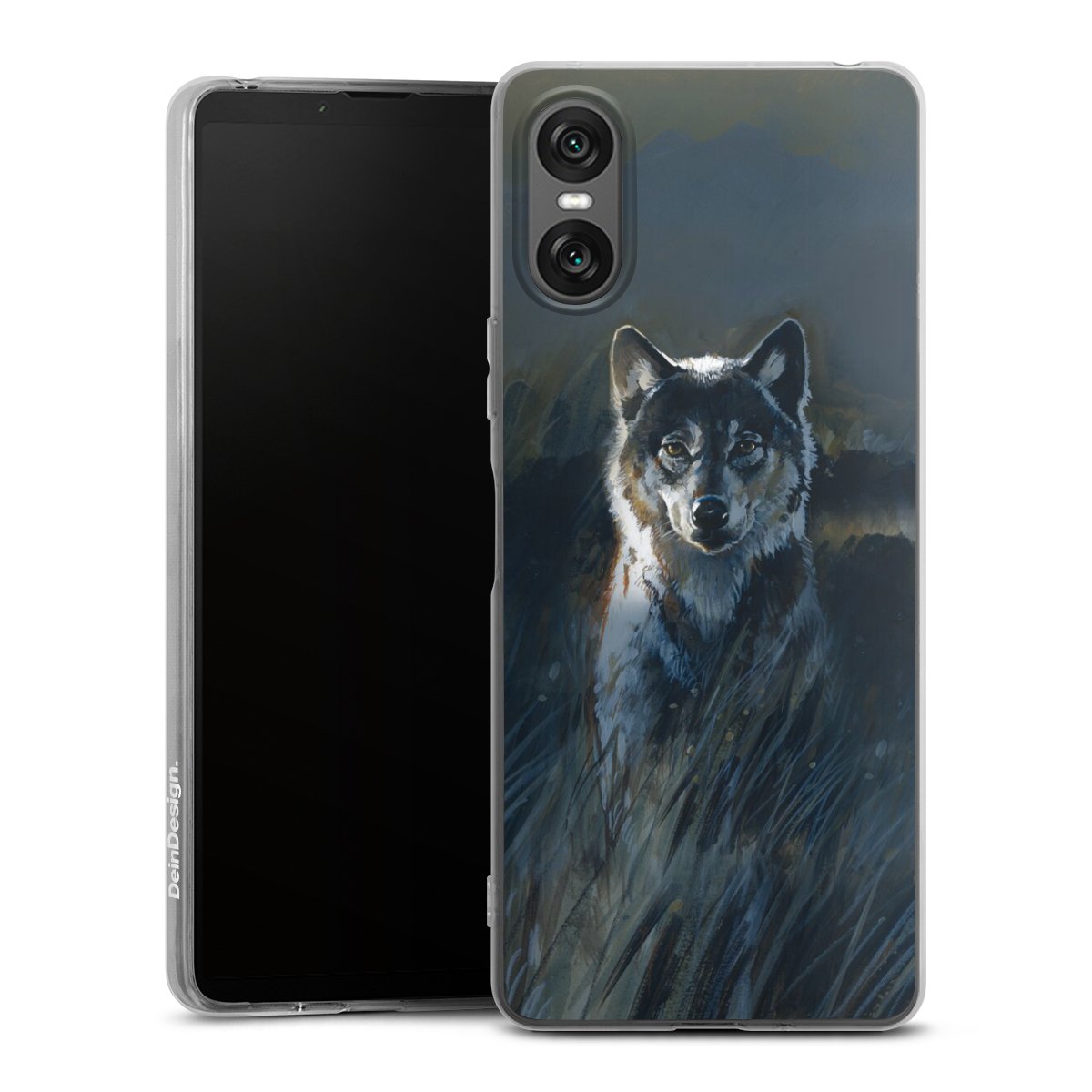 Sony Xperia 10 VI Handy Silikon Hülle Case transparent Handyhülle Nature Wolf Painting Silikon Case