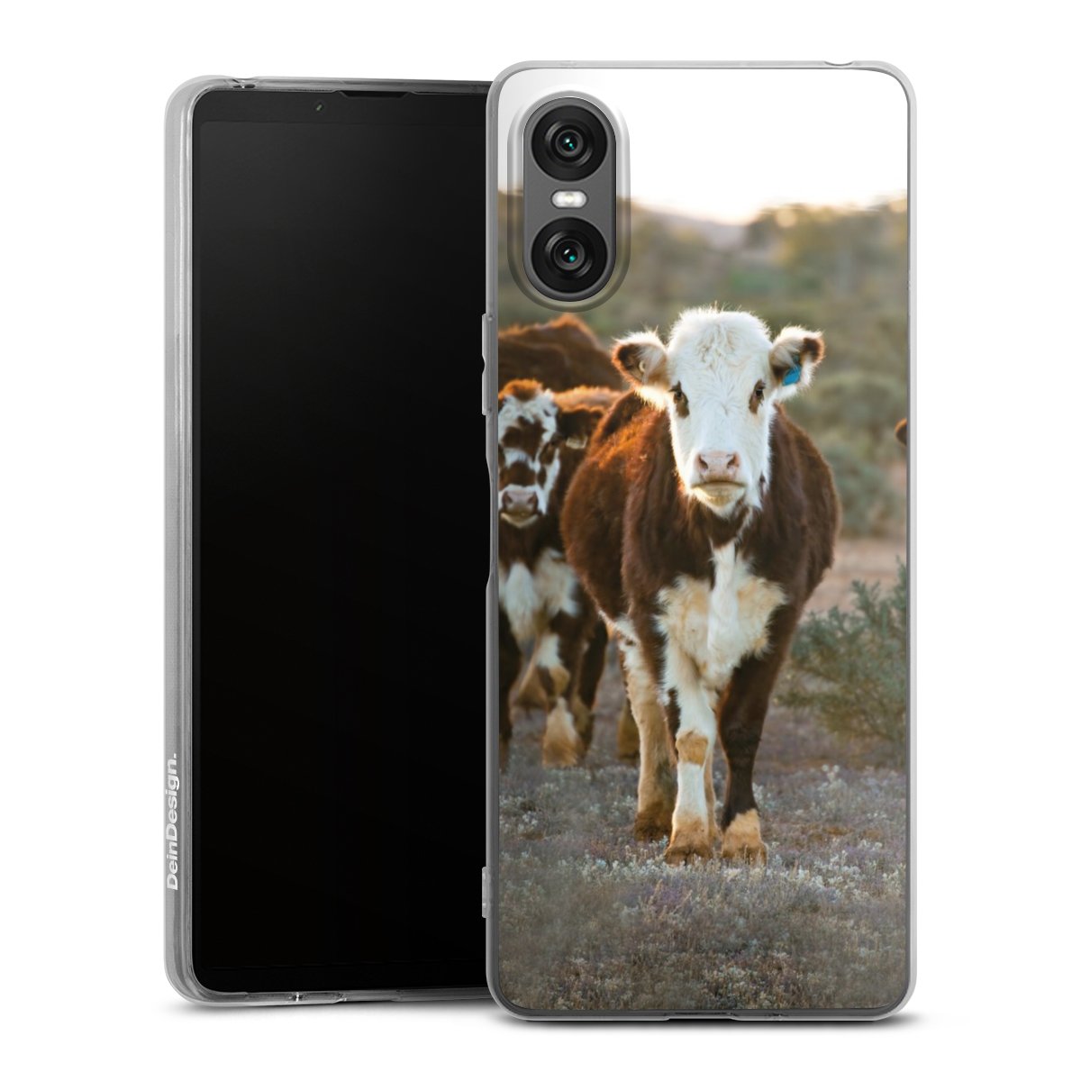 Sony Xperia 10 VI Handy Silikon Hülle Case transparent Handyhülle Cow Farmer Calf Silikon Case