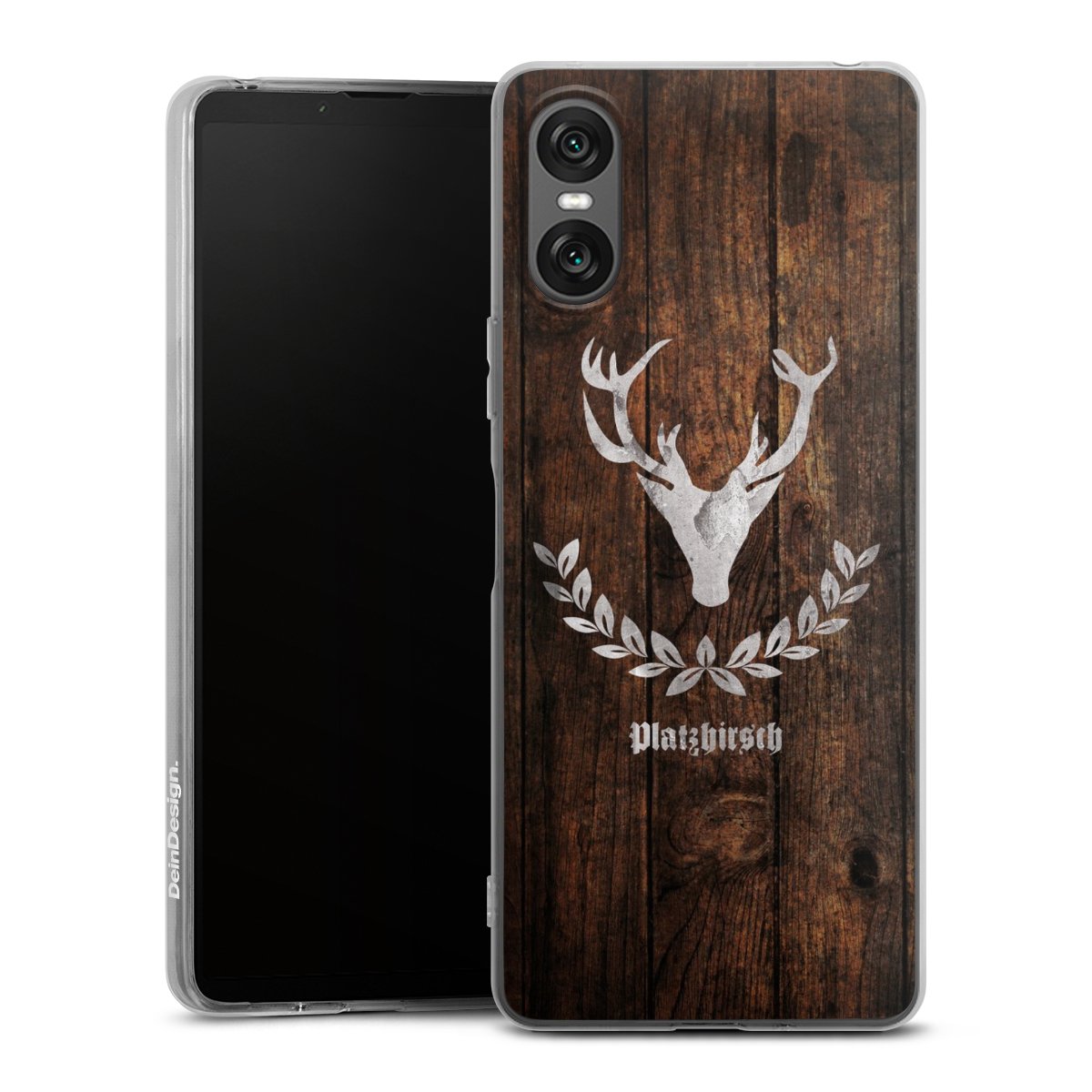 Sony Xperia 10 VI Handy Silikon Hülle Case transparent Handyhülle Deer Wood Wooden Look Silikon Case