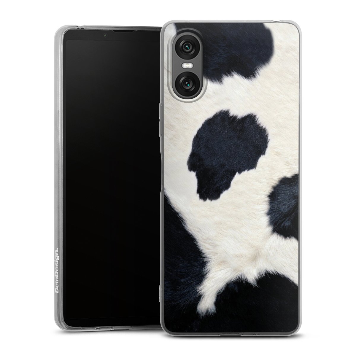 Sony Xperia 10 VI Handy Silikon Hülle Case transparent Handyhülle Animal Look Animal Print Cow Skin Silikon Case