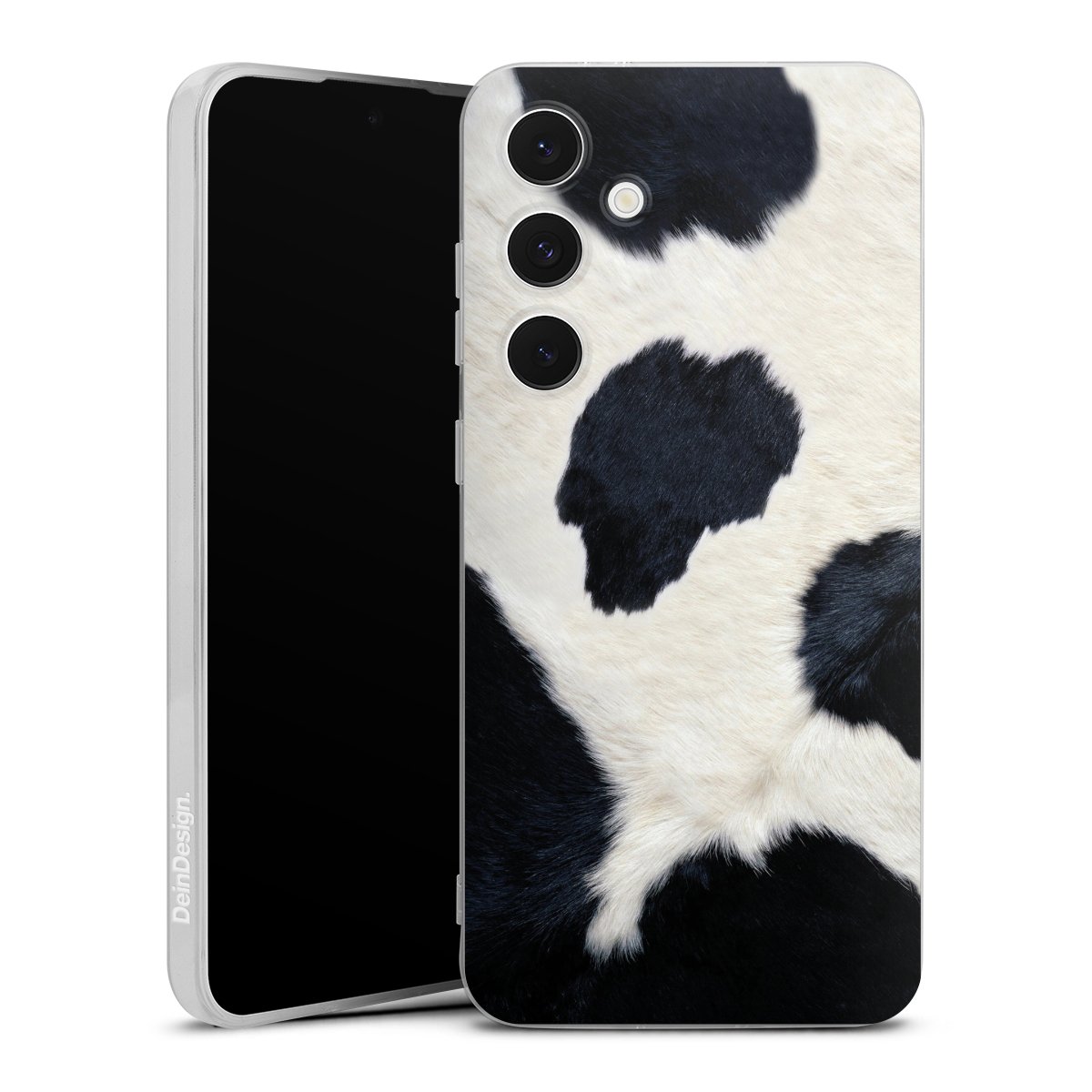 Galaxy S24 FE 5G Handy Silikon Hülle Case transparent Handyhülle Animal Look Animal Print Cow Skin Silikon Case