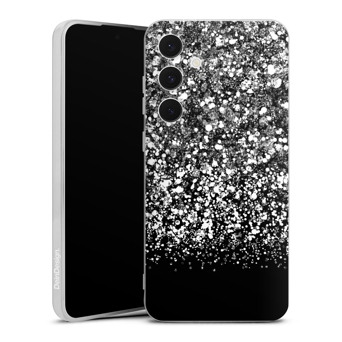 Galaxy S24 FE 5G Handy Silikon Hülle Case transparent Handyhülle Glitzer Snowflake Muster Silikon Case