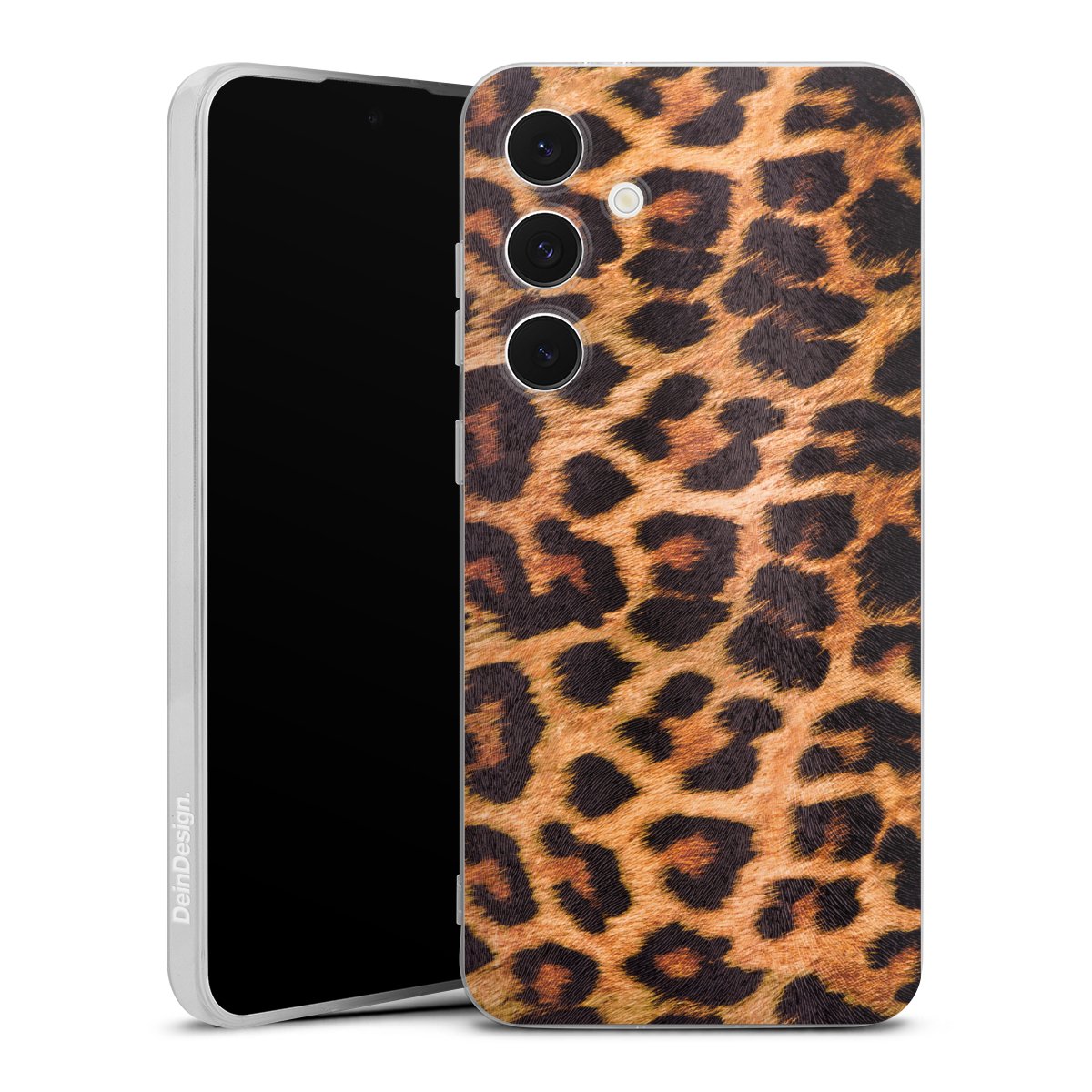 Galaxy S24 FE 5G Handy Silikon Hülle Case transparent Handyhülle Animal Print Leopard Fur Silikon Case