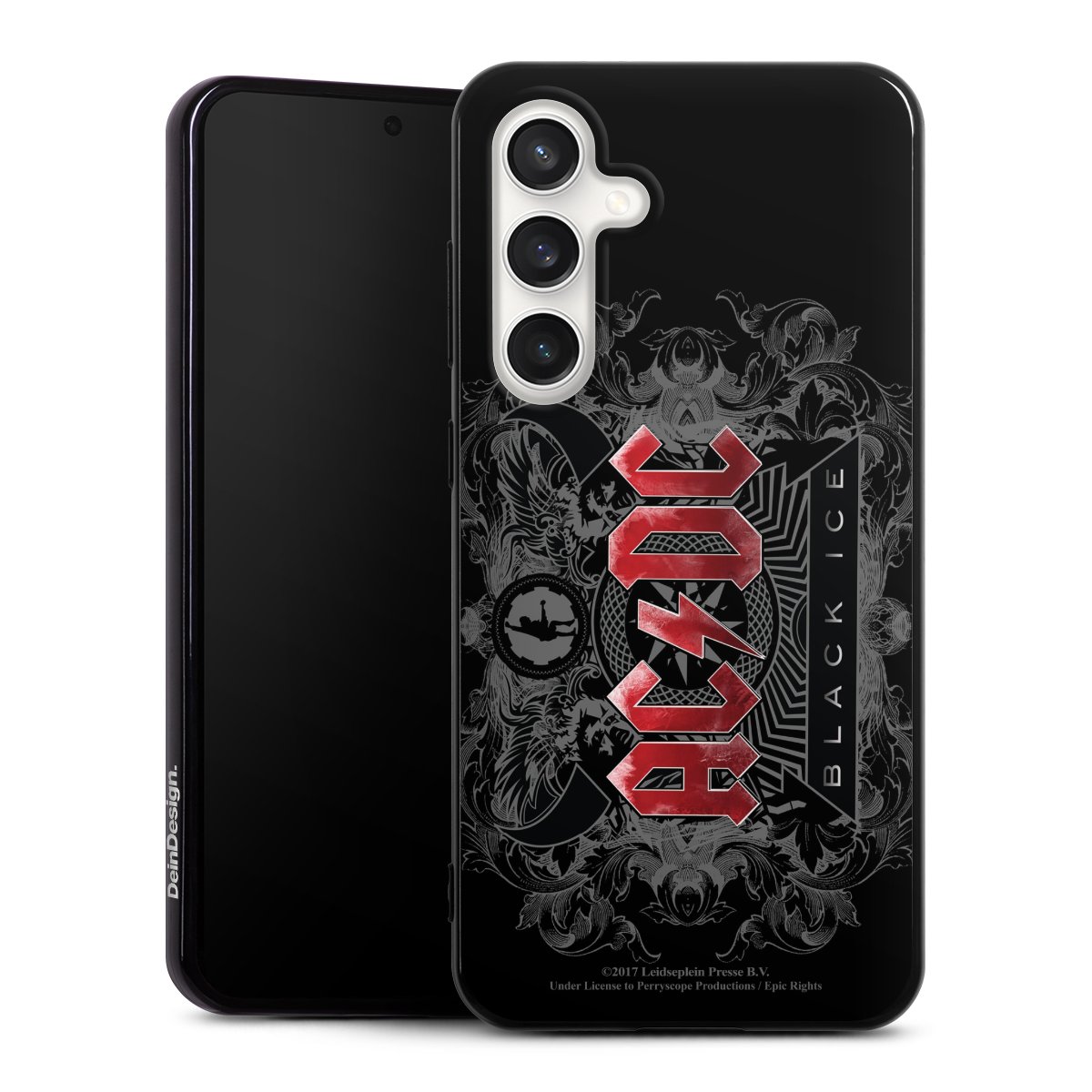 Galaxy S24 FE 5G Handy Silikon Hülle Case schwarz Handyhülle Merchandise Black Ice Acdc