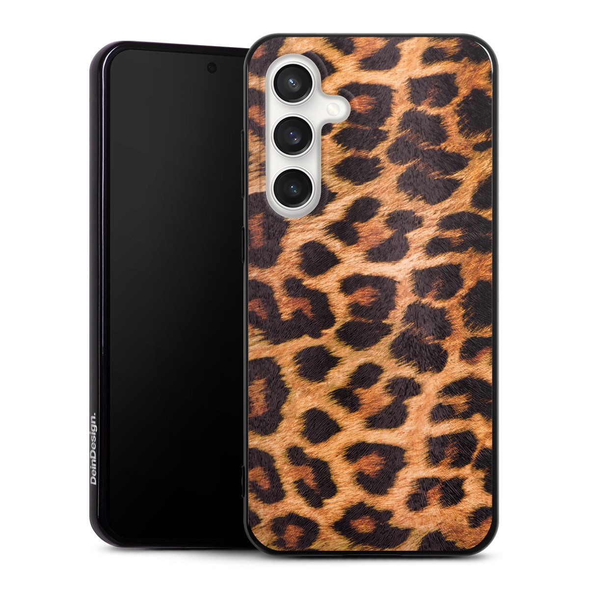 Galaxy S24 FE 5G Handy Silikon Hülle Case schwarz Handyhülle Animal Print Leopard Fur