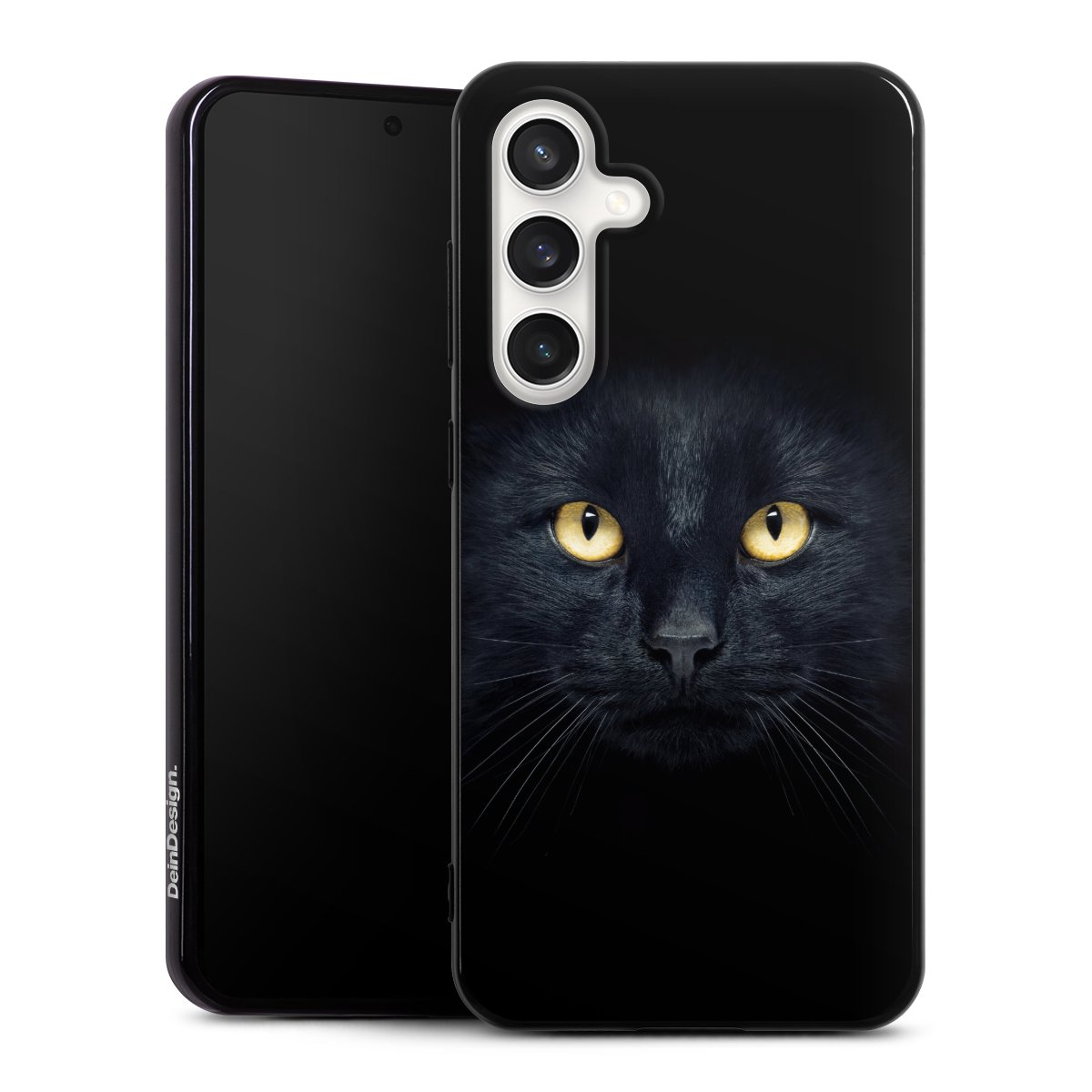 Galaxy S24 FE 5G Handy Silikon Hülle Case schwarz Handyhülle Eye Cat Black