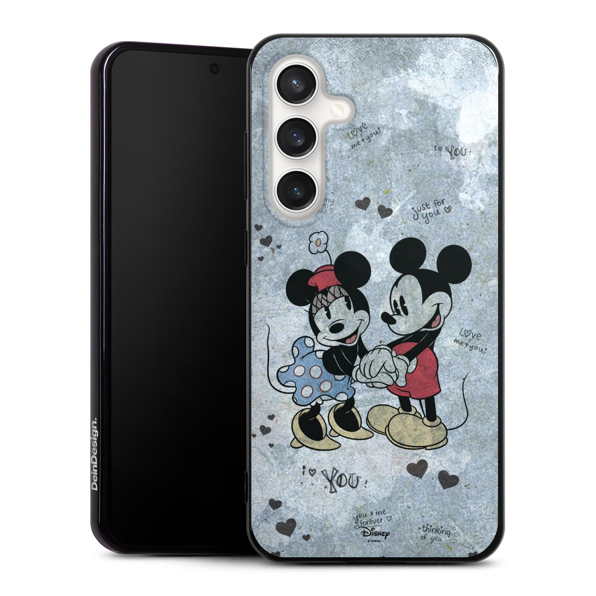 Galaxy S24 FE 5G Handy Silikon Hülle Case schwarz Handyhülle Mickey & Minnie Mouse Vintage Disney