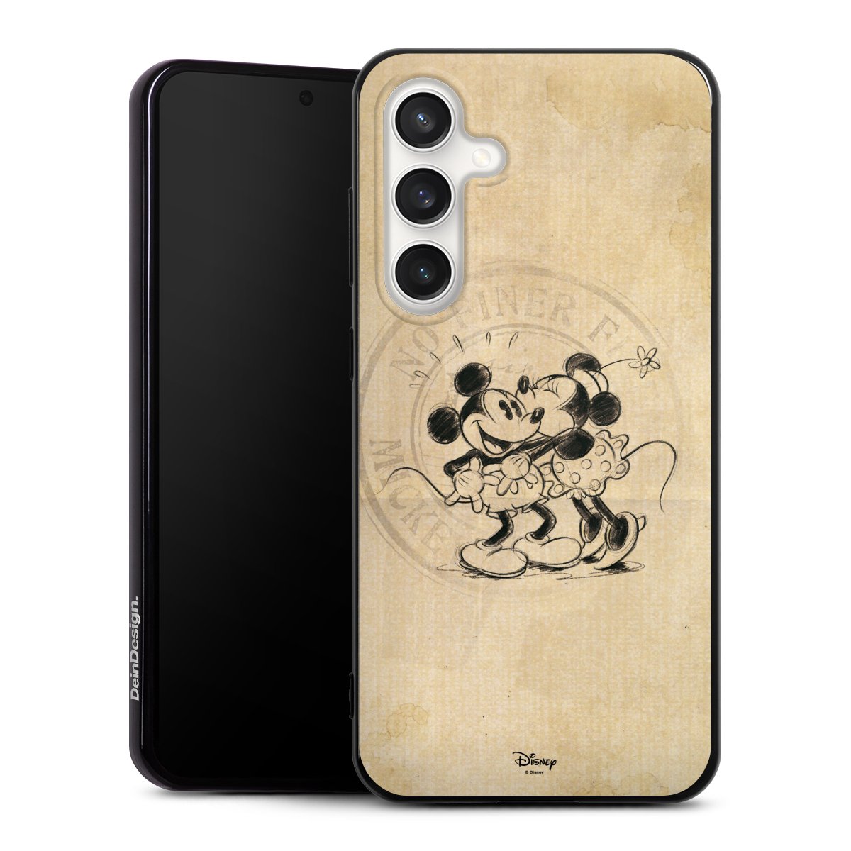 Galaxy S24 FE 5G Handy Silikon Hülle Case schwarz Handyhülle Mickey Mouse Vintage Minnie Mouse