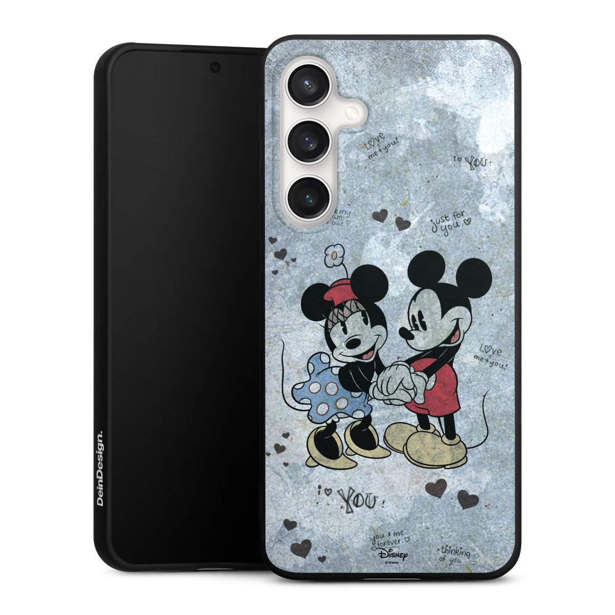 Galaxy S24 FE 5G Handy Premium Silikon Hülle Handyhülle schwarz Case Mickey & Minnie Mouse Vintage Disney Silikon Premium Case