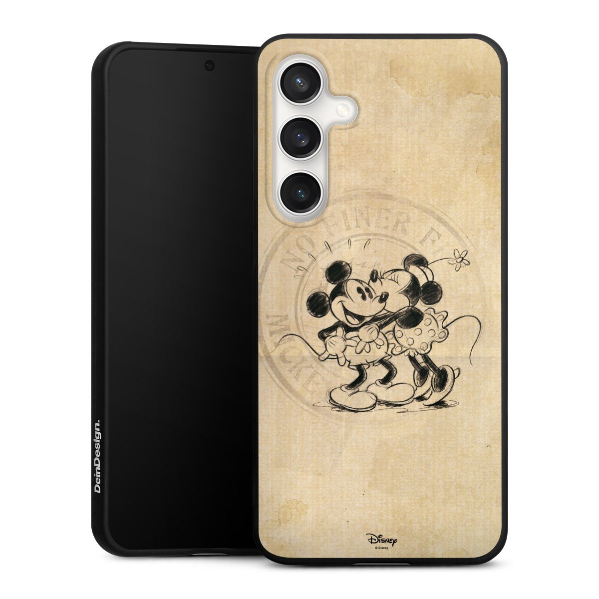 Galaxy S24 FE 5G Handy Premium Silikon Hülle Handyhülle schwarz Case Mickey Mouse Vintage Minnie Mouse Silikon Premium Case