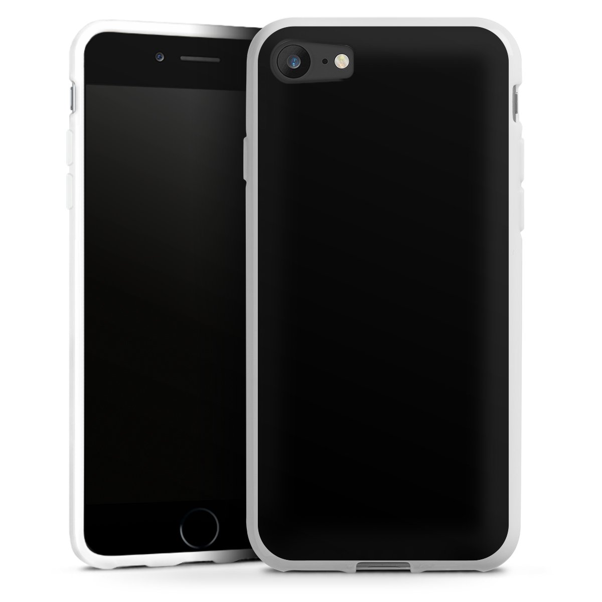 iPhone SE (2020) Handy Silikon Hülle Case weiß Handyhülle Black Colour Unicoloured Silikon Case