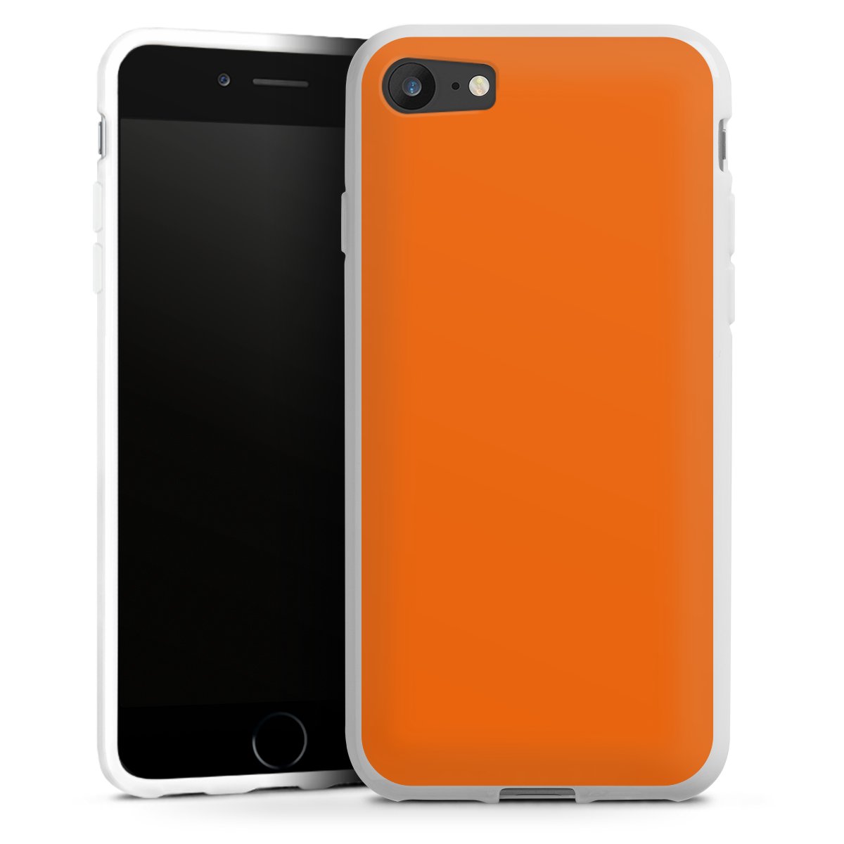 iPhone SE (2020) Handy Silikon Hülle Case weiß Handyhülle Orange Colour Unicoloured Silikon Case