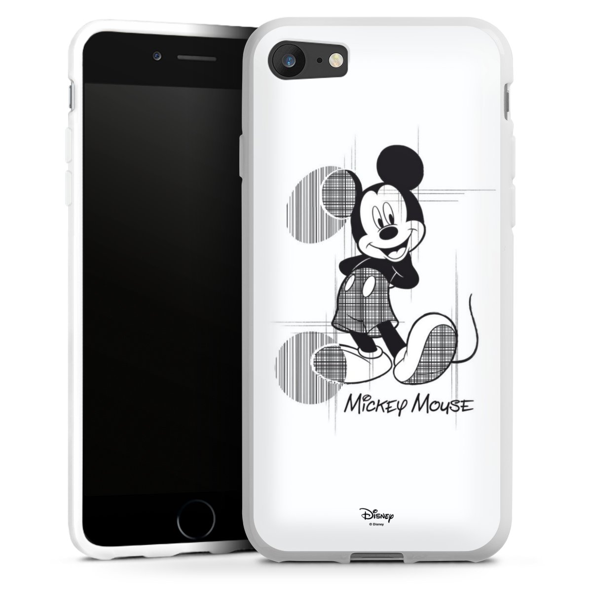 iPhone SE (2020) Handy Silikon Hülle Case weiß Handyhülle Disney Official Licensed Product Mickey Mouse Silikon Case