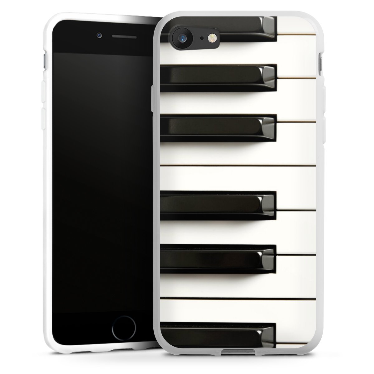 iPhone SE (2020) Handy Silikon Hülle Case weiß Handyhülle Klavier Piano Music Silikon Case