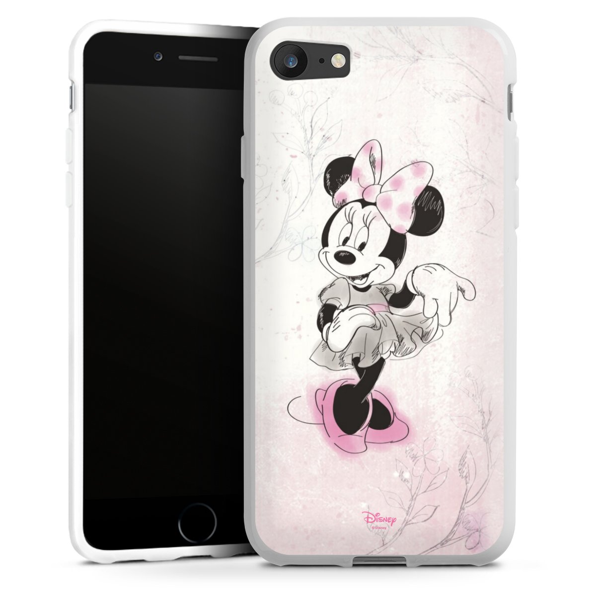 iPhone SE (2020) Handy Silikon Hülle Case weiß Handyhülle Disney Minnie Mouse Vintage Silikon Case