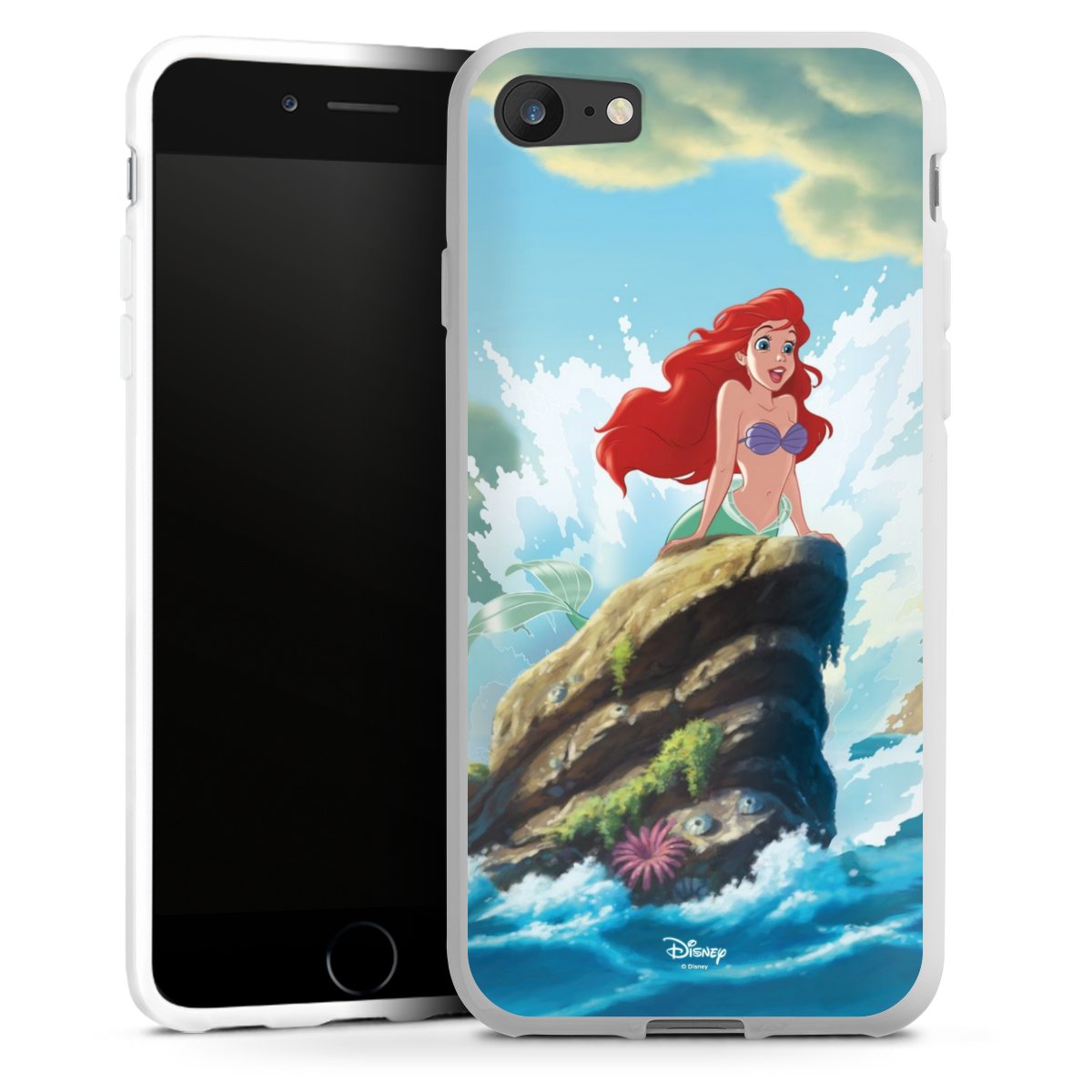 iPhone SE (2020) Handy Silikon Hülle Case weiß Handyhülle Mermaid Arielle Die Meerjungfrau Official Licensed Product Silikon Case