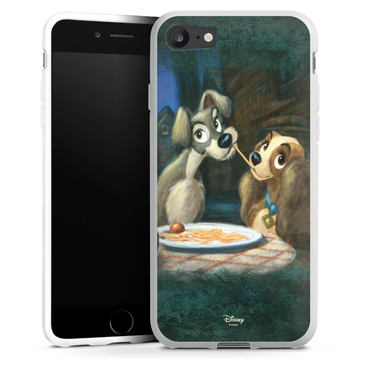 iPhone SE (2020) Handy Silikon Hülle Case weiß Handyhülle Lady And The Tramp Official Licensed Product Disney Silikon Case