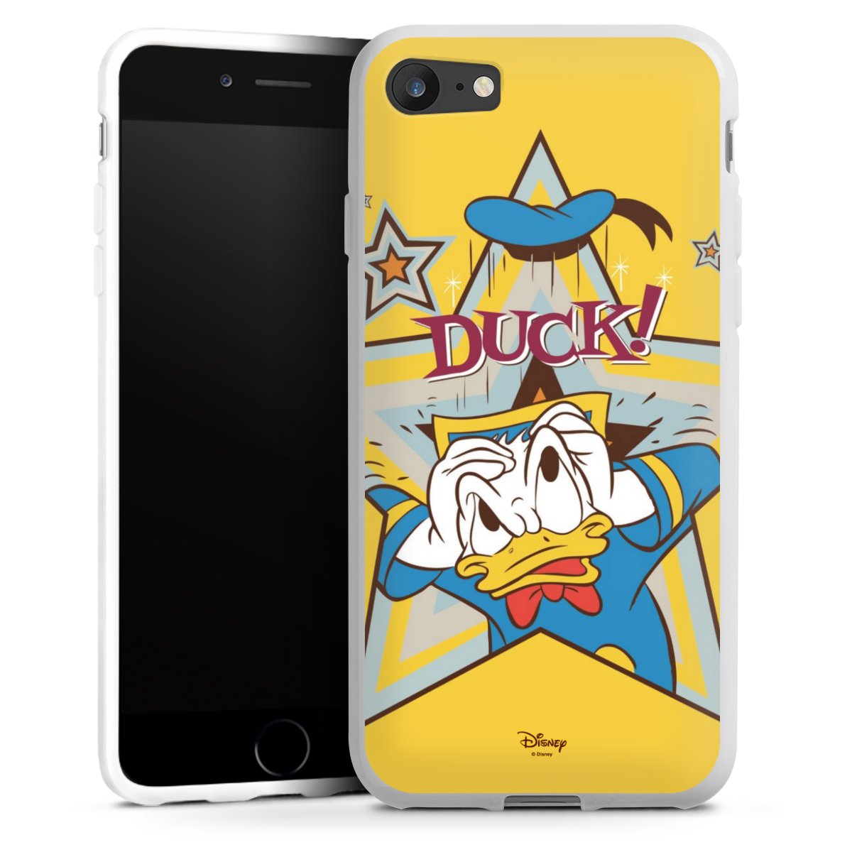 iPhone SE (2020) Handy Silikon Hülle Case weiß Handyhülle Official Licensed Product Donald Duck Disney Silikon Case