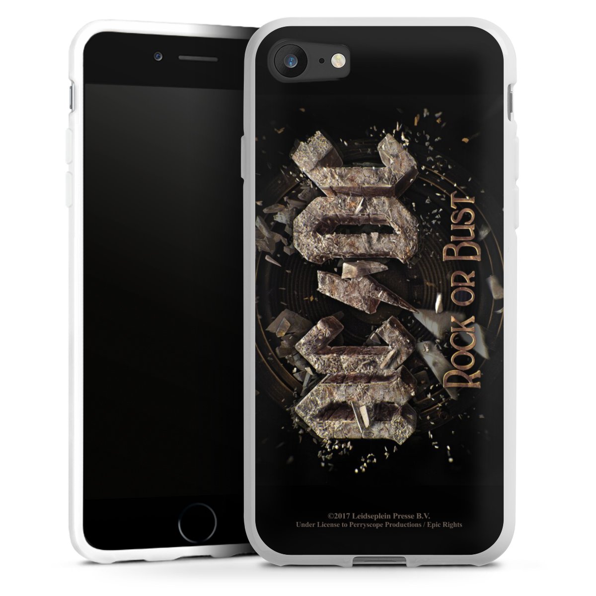 iPhone SE (2020) Handy Silikon Hülle Case weiß Handyhülle Acdc Official Licensed Product Rock Or Bust Silikon Case