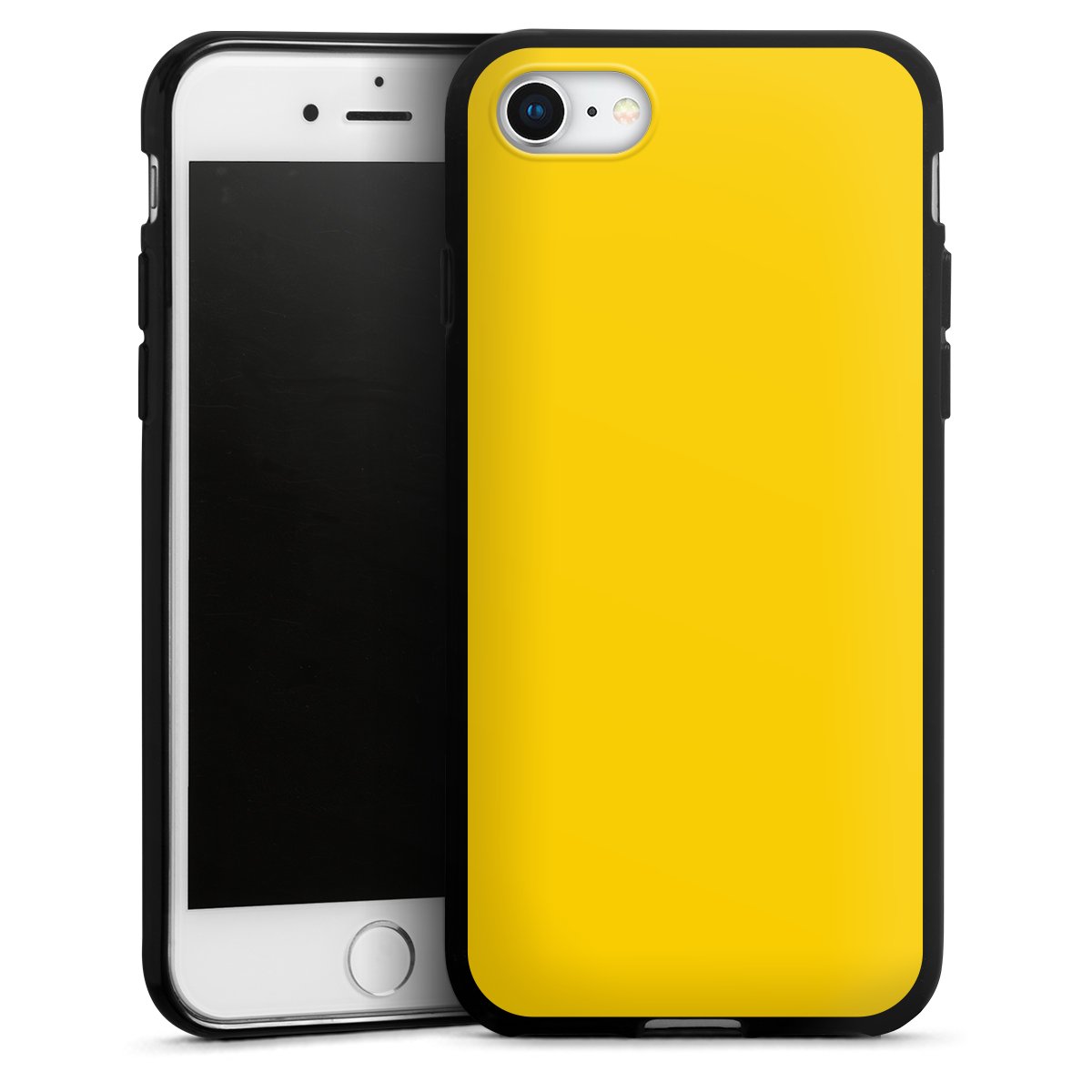 iPhone SE (2020) Handy Silikon Hülle Case schwarz Handyhülle Yellow Unicoloured Colour