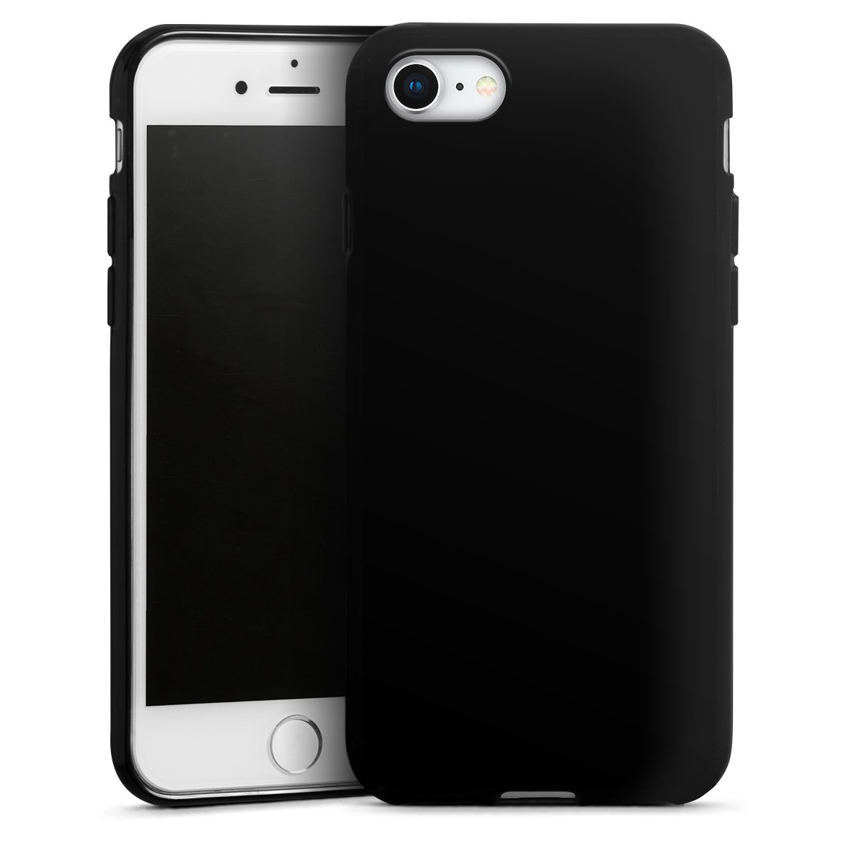 iPhone SE (2020) Handy Silikon Hülle Case schwarz Handyhülle Black Colour Unicoloured