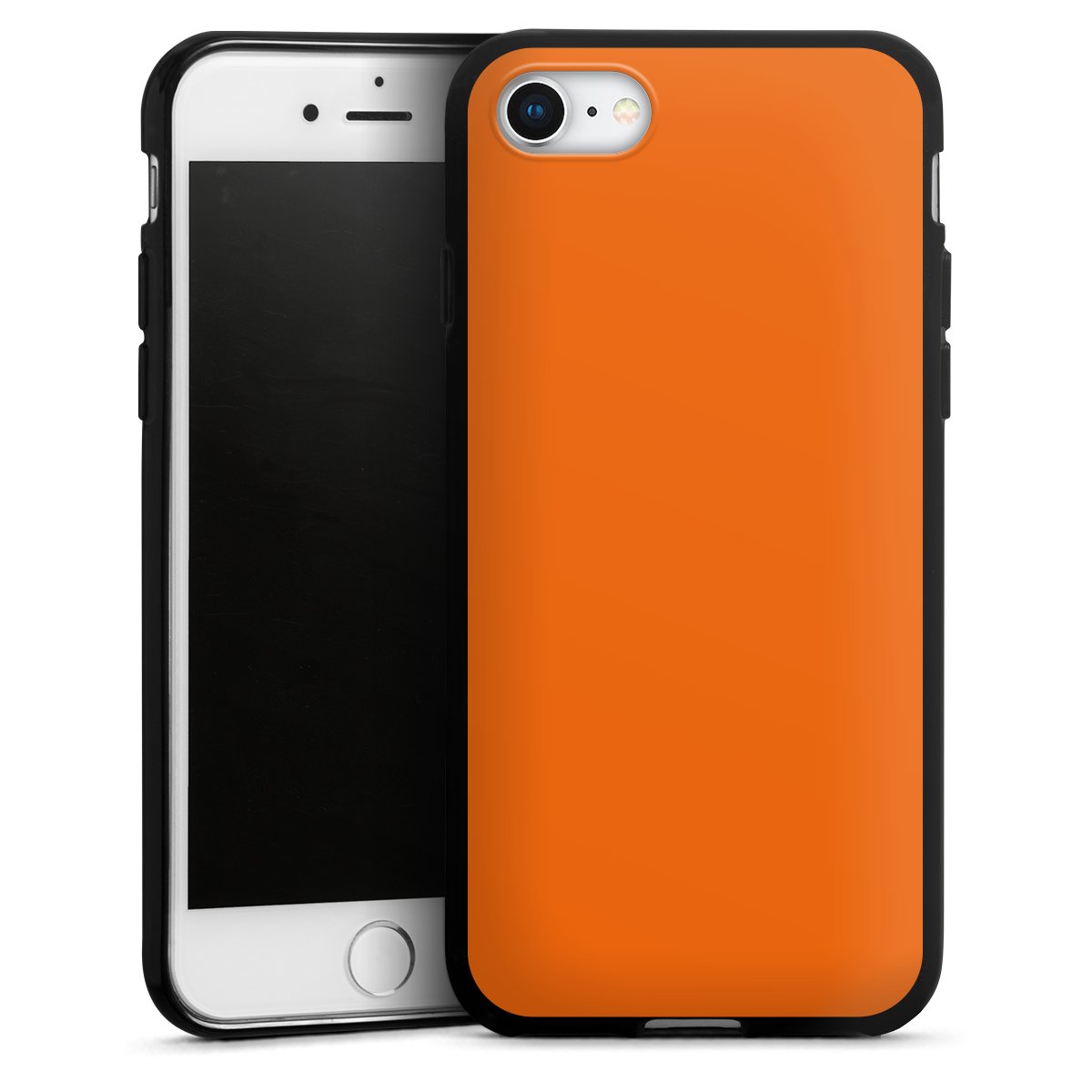 iPhone SE (2020) Handy Silikon Hülle Case schwarz Handyhülle Orange Colour Unicoloured