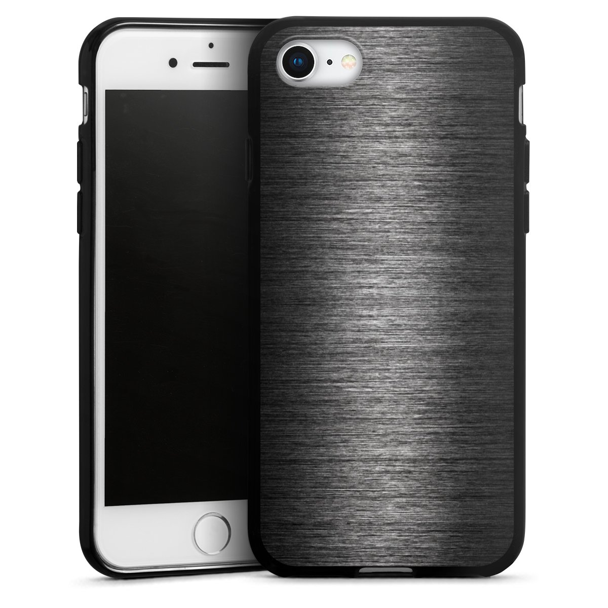 iPhone SE (2020) Handy Silikon Hülle Case schwarz Handyhülle Metallic Look Anthracite Metal