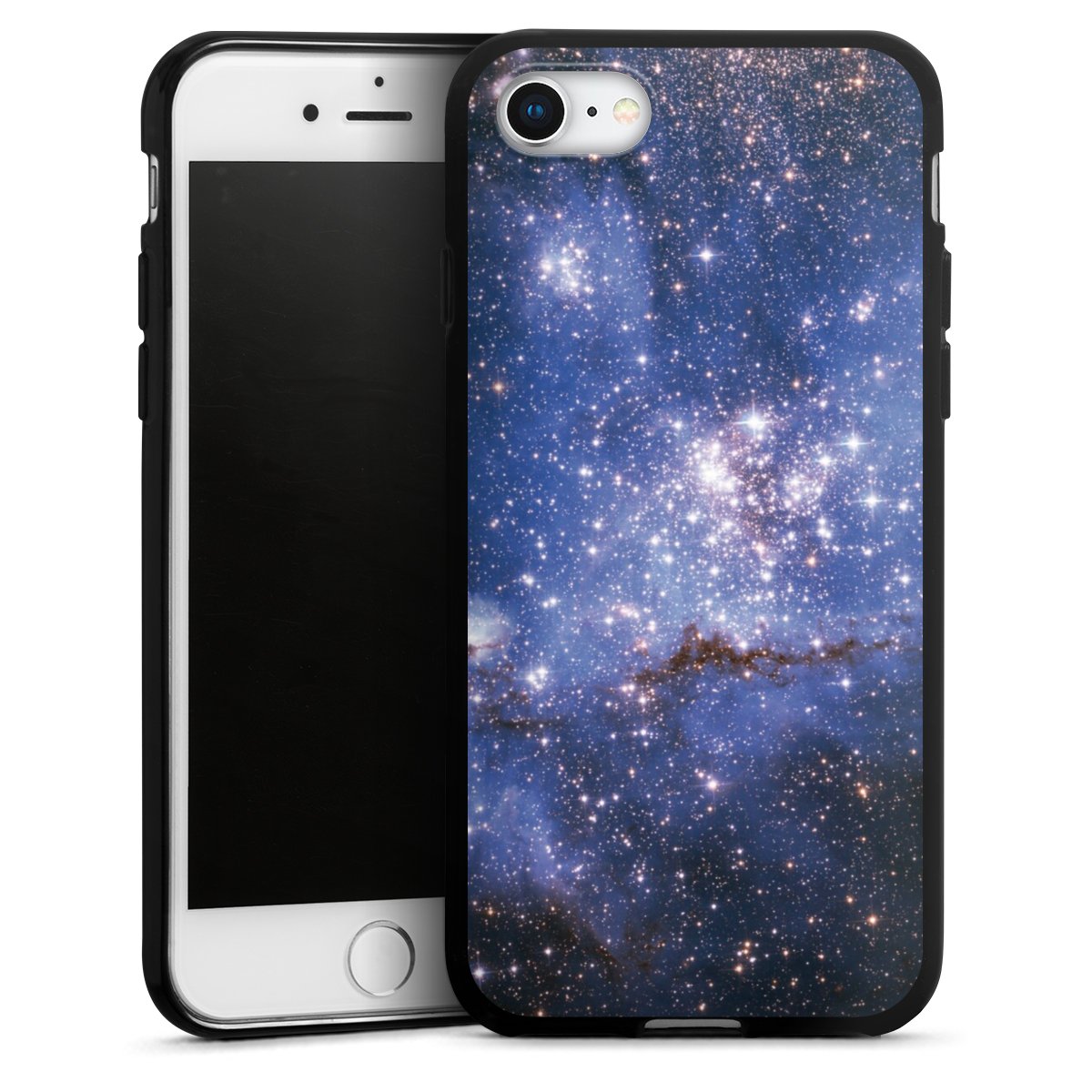 iPhone SE (2020) Handy Silikon Hülle Case schwarz Handyhülle Weltall Galaxy Weltraum