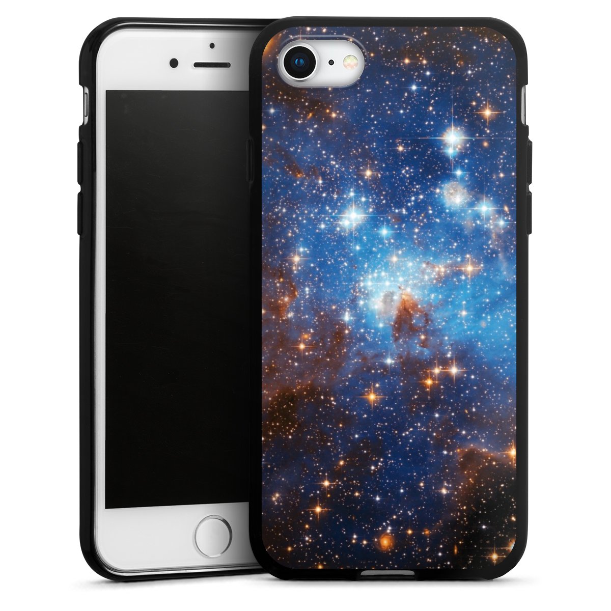 iPhone SE (2020) Handy Silikon Hülle Case schwarz Handyhülle Star Weltall Galaxy