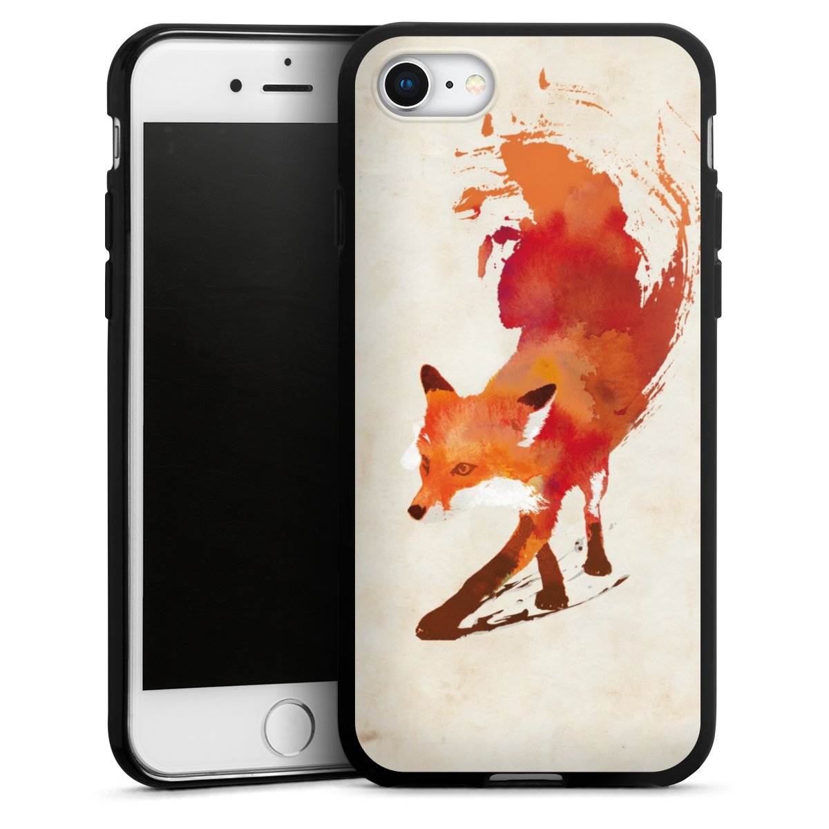 iPhone SE (2020) Handy Silikon Hülle Case schwarz Handyhülle Fox Graphic