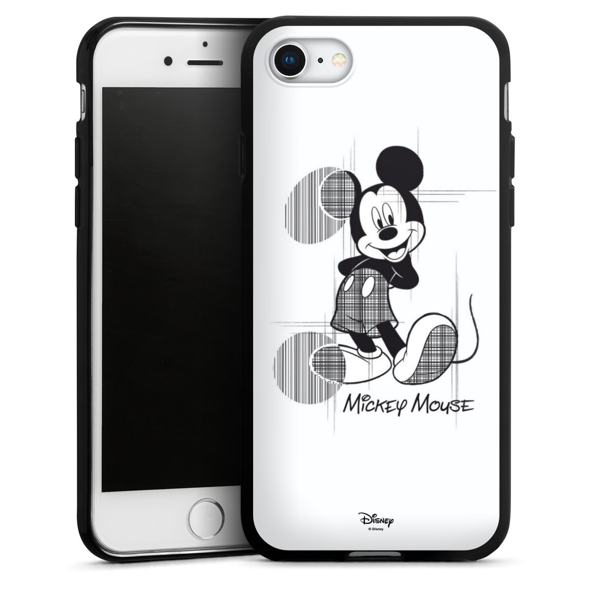 iPhone SE (2020) Handy Silikon Hülle Case schwarz Handyhülle Disney Official Licensed Product Mickey Mouse