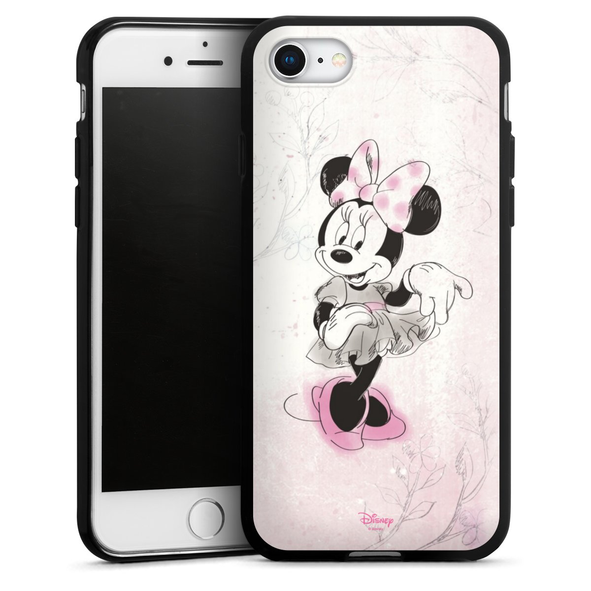 iPhone SE (2020) Handy Silikon Hülle Case schwarz Handyhülle Disney Minnie Mouse Vintage