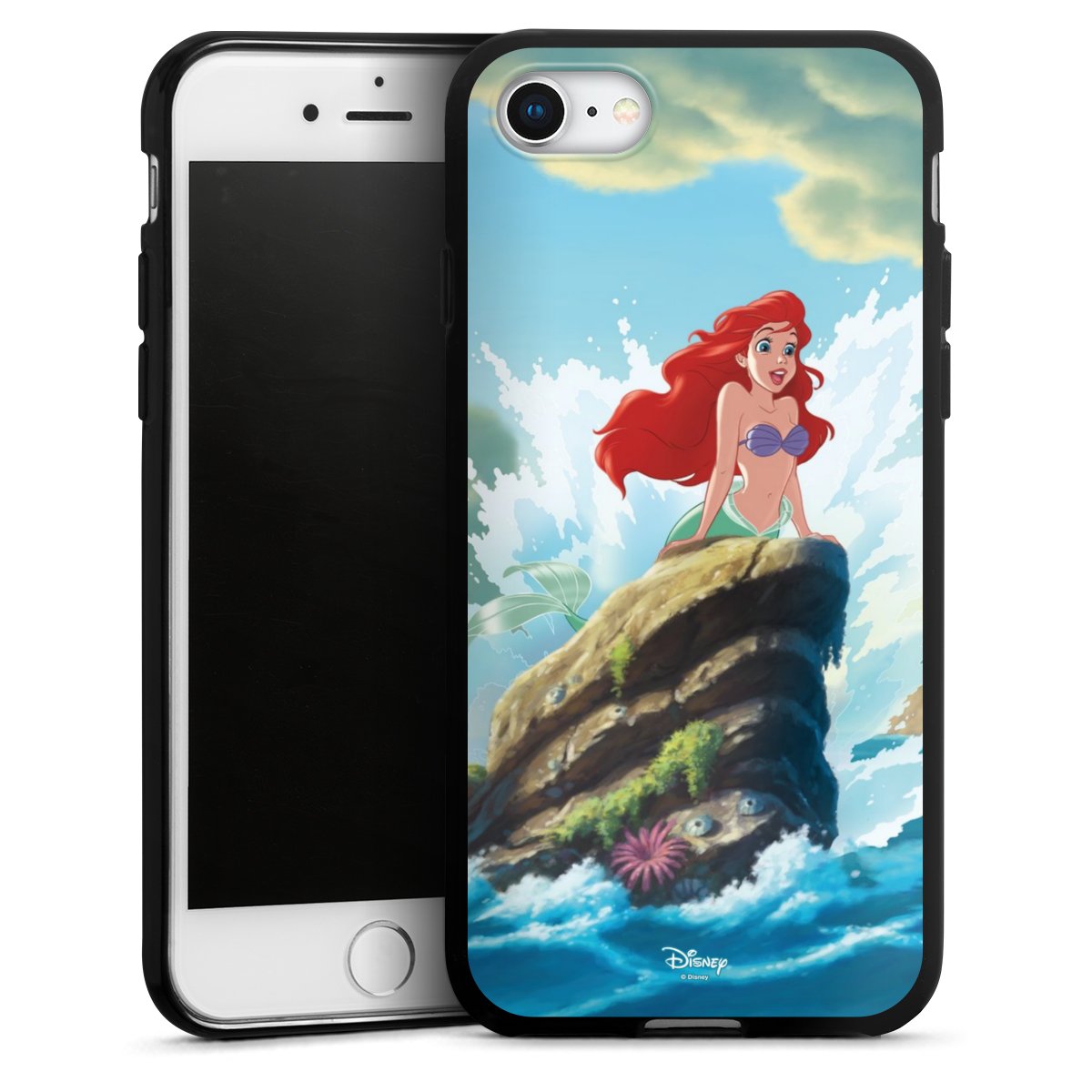 iPhone SE (2020) Handy Silikon Hülle Case schwarz Handyhülle Mermaid Arielle Die Meerjungfrau Official Licensed Product