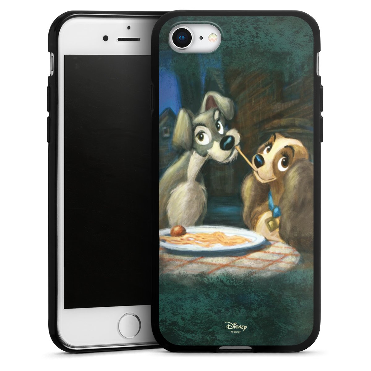 iPhone SE (2020) Handy Silikon Hülle Case schwarz Handyhülle Lady And The Tramp Official Licensed Product Disney