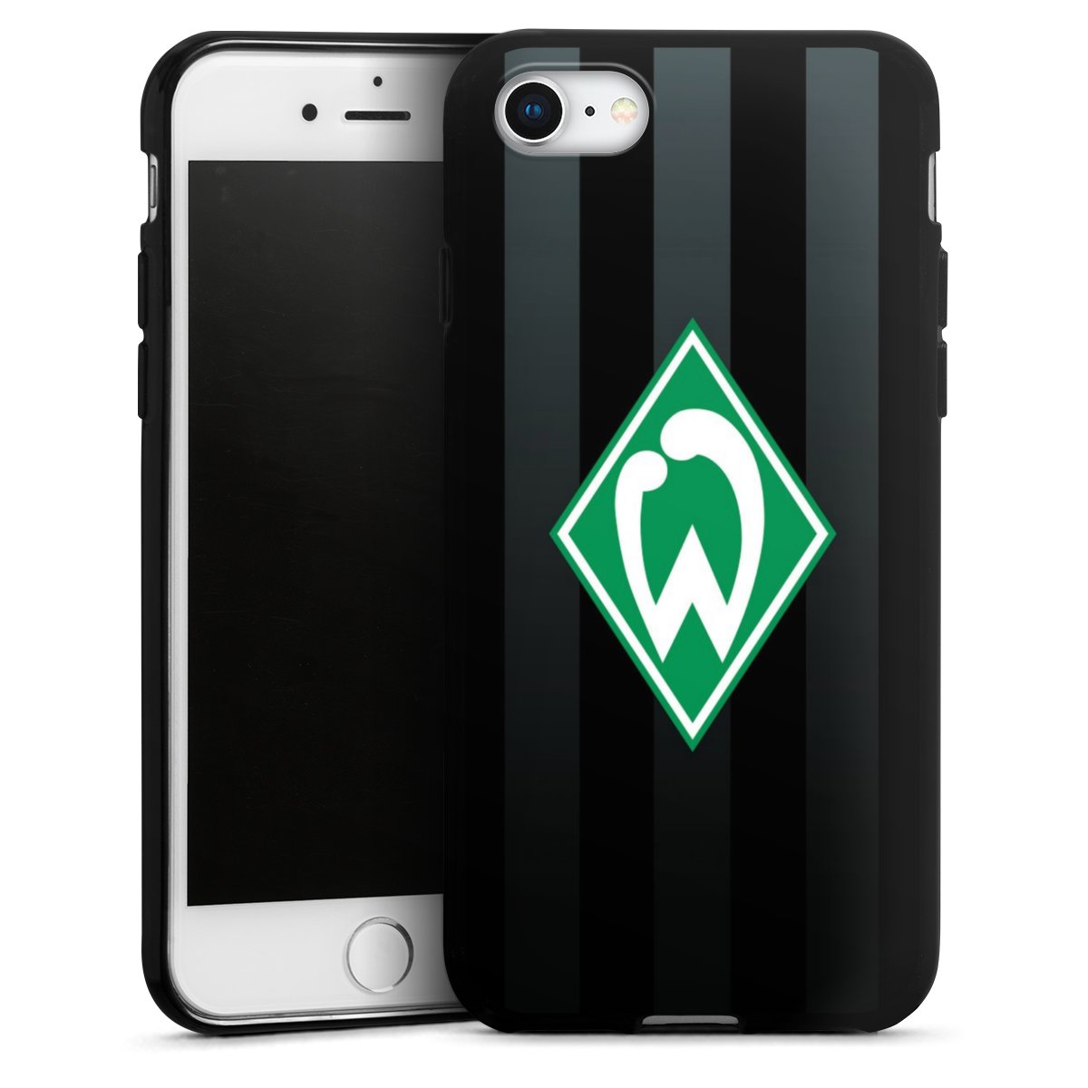 iPhone SE (2020) Handy Silikon Hülle Case schwarz Handyhülle Stripes Sv Werder Bremen Official Licensed Product