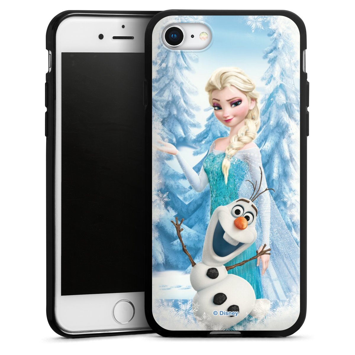 iPhone SE (2020) Handy Silikon Hülle Case schwarz Handyhülle Official Licensed Product Frozen Elsa Disney